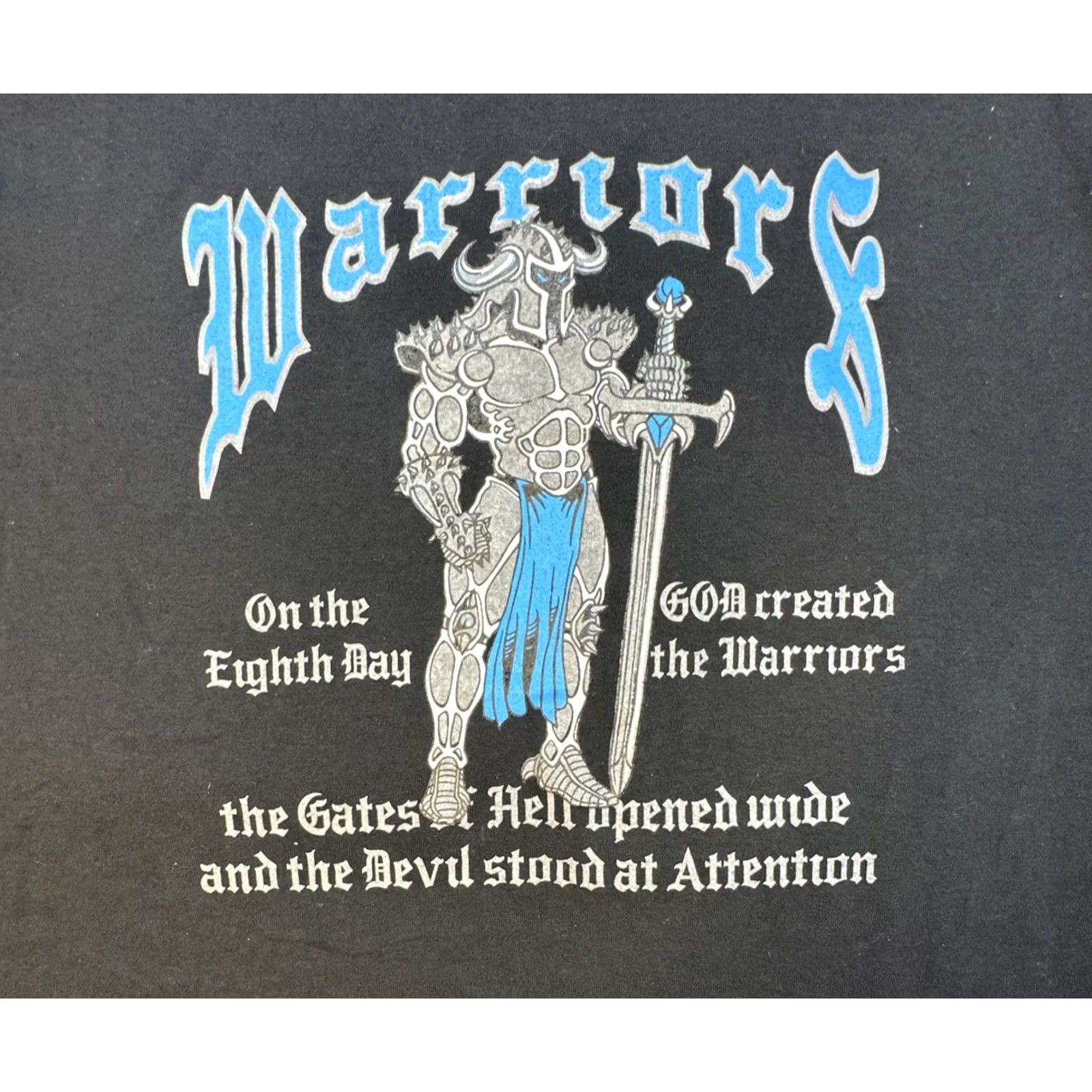 Hanes VINTAGE Hanes Graphic Tee Warrior Short Sleeve Black 1990s Unisex Sz L No. on the 8th Day God Created The Warriors T-Shirt Size US L / EU 52-54 / 3 - 3 Thumbnail