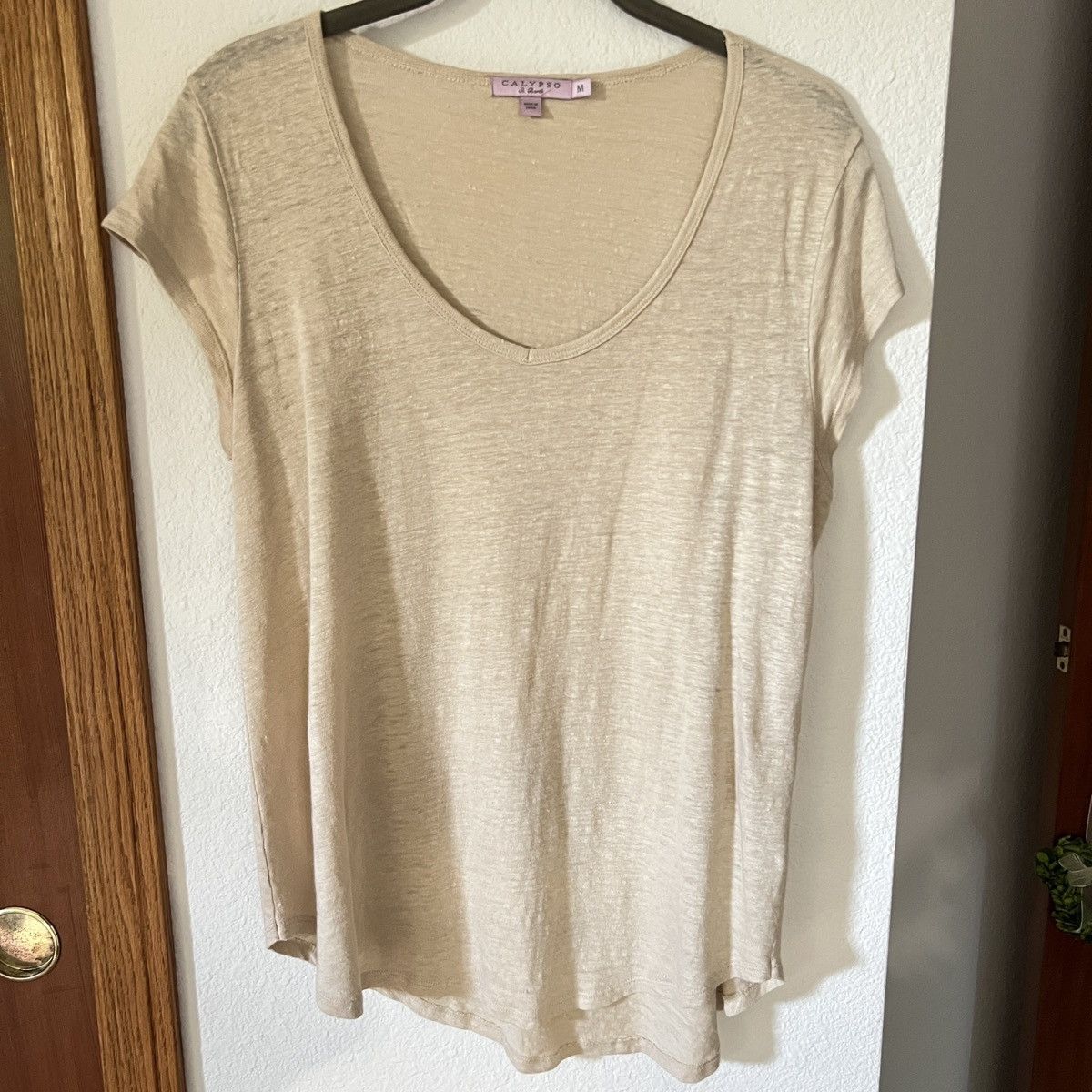 Calypso St Barth Calypso St. Barth Linen Blend Scoop Neck T-Shirt Size M / US 6-8 / IT 42-44 - 1 Thumbnail