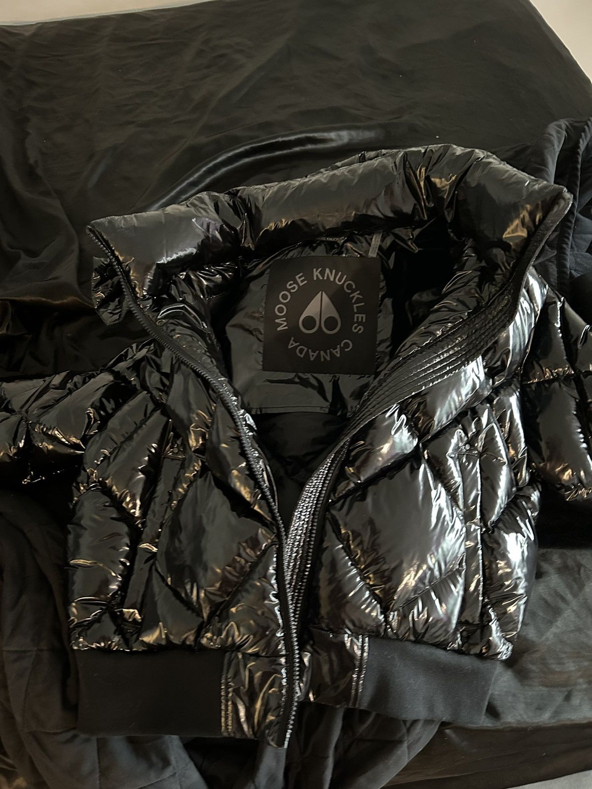 image of Moose Knuckles Vinyl Puffer in Black, Women's (Size Small)