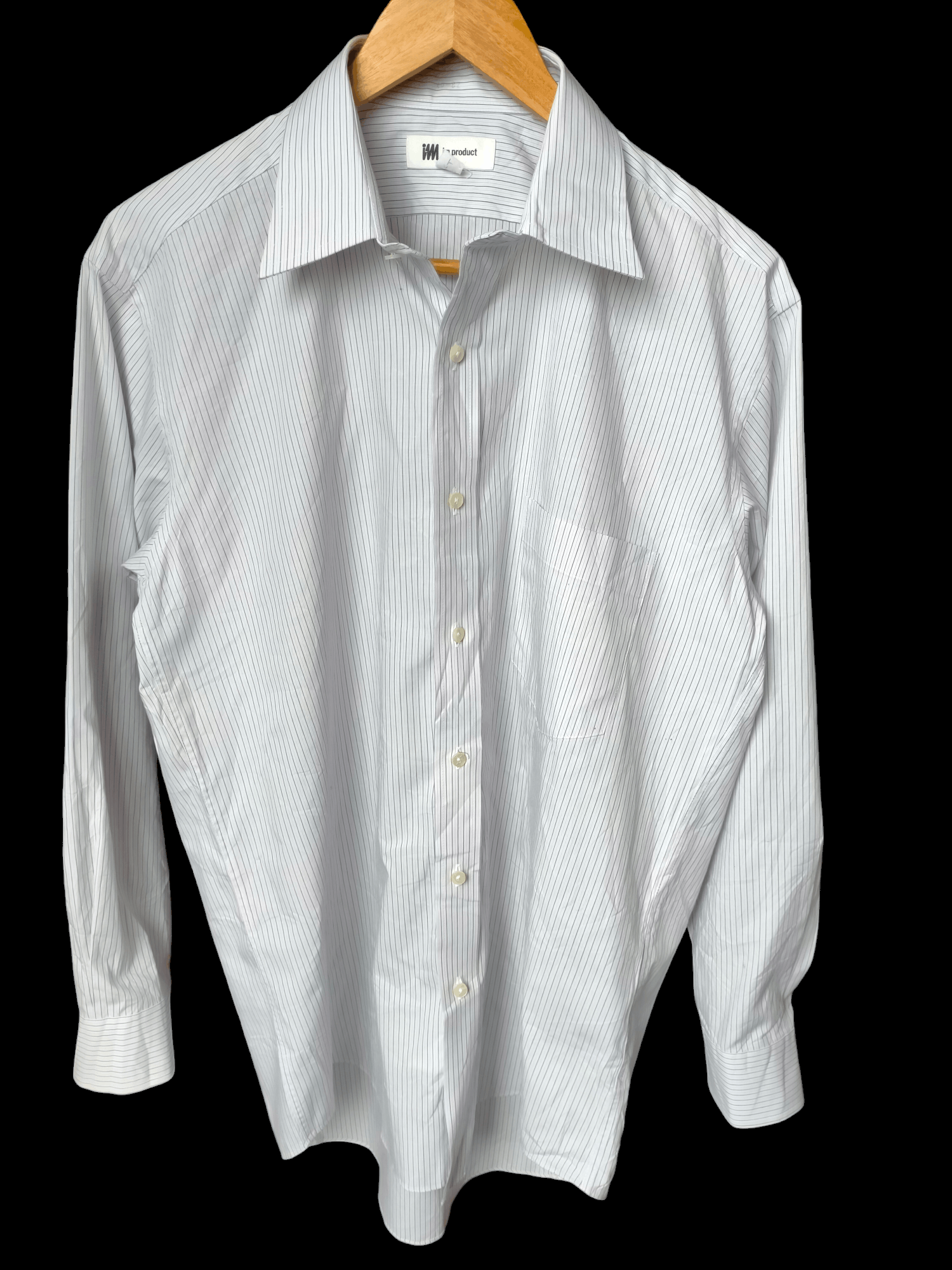 Issey Miyake Im Product Office Shirt Stripe White Button ups