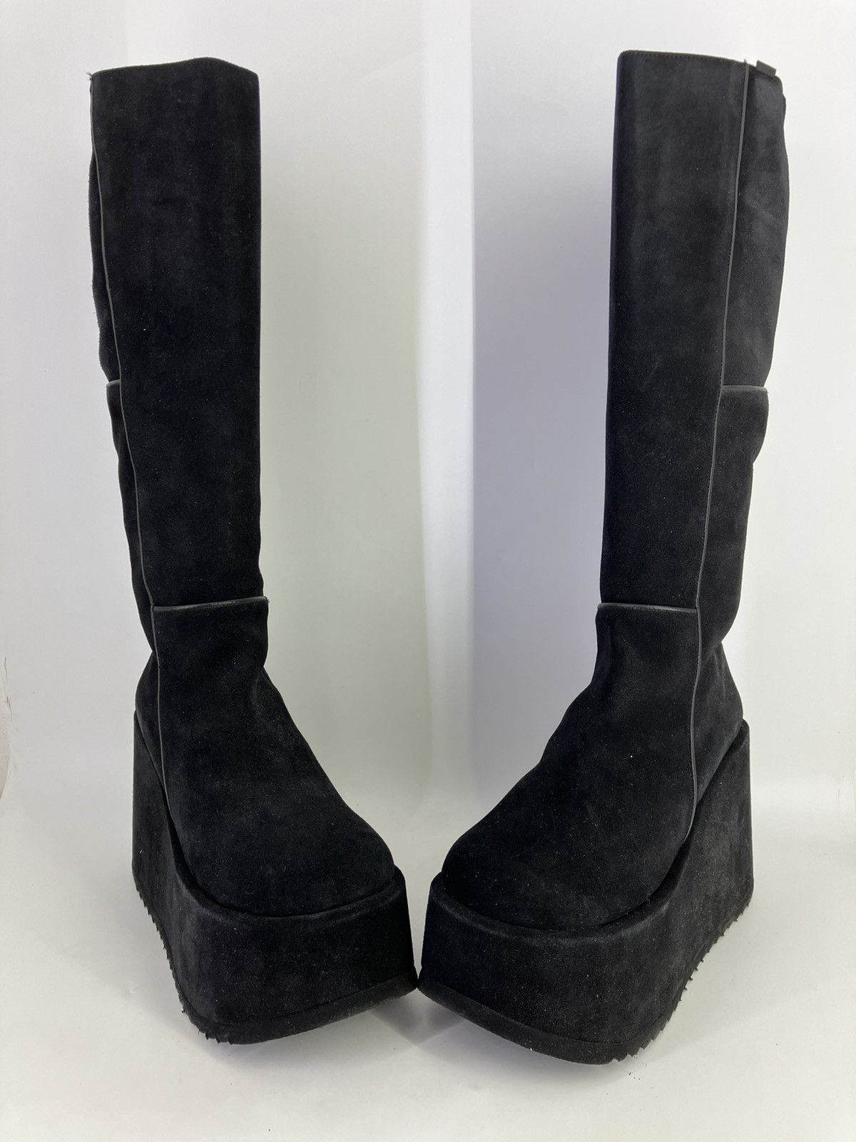 Vintage Rock Bull chunky platform suede leather knee boots 90s Size US 11 / IT 41 - 6 Thumbnail