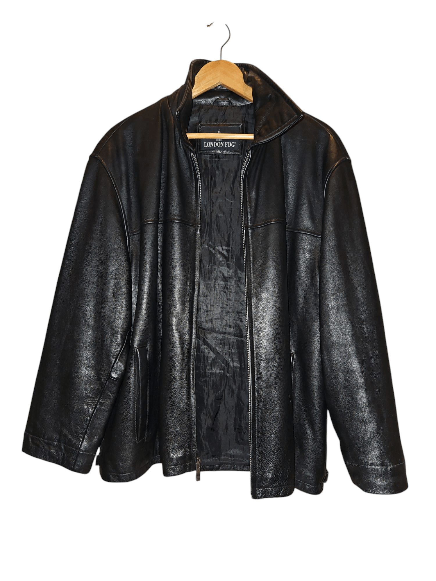 London Fog Men's Black Leather Jacket Size L. London Fog Size US L / EU 52-54 / 3 - 2 Thumbnail