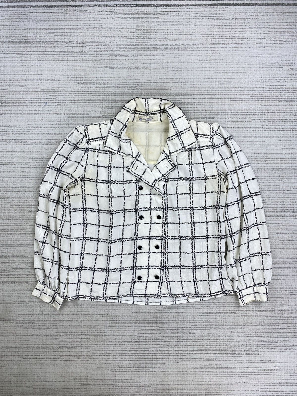 Givenchy × Vintage Vintage Givenchy Glamour Checkered Silk Blouse Size L / US 10 / IT 46 - 5 Thumbnail