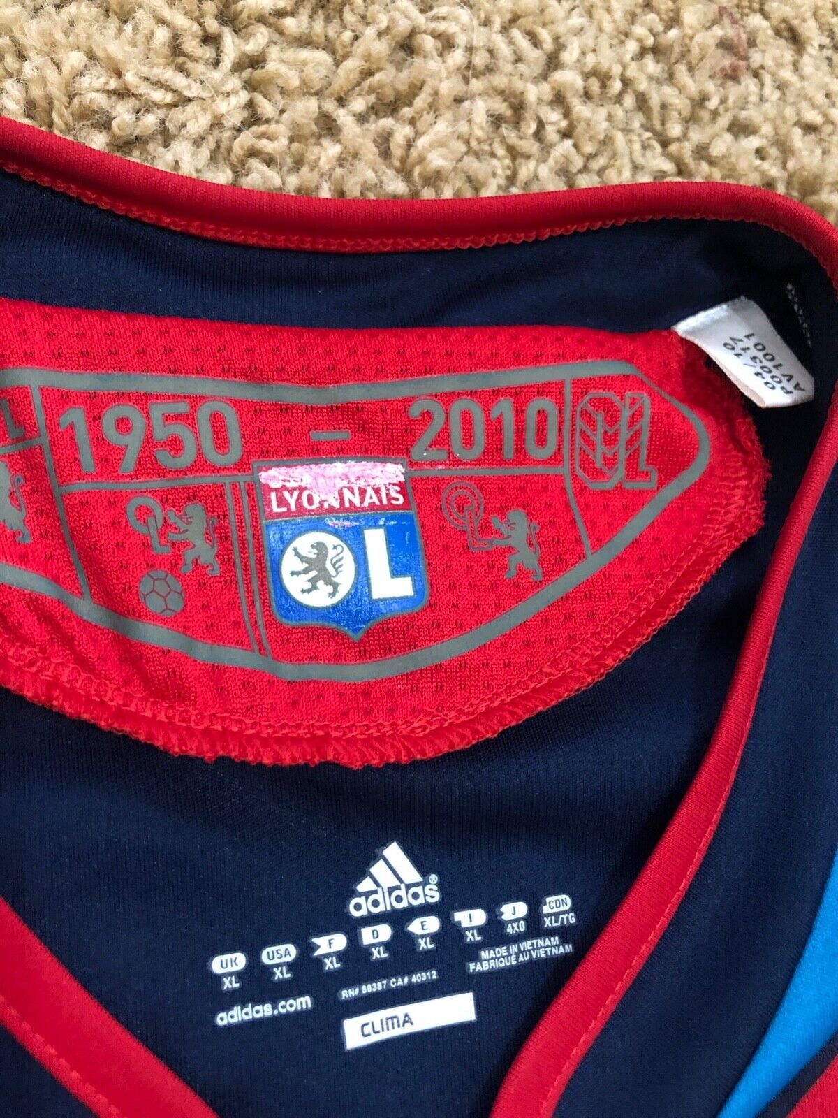 Adidas Olympique Lyonnais OL Adidas 2010/2011 CL Briand Jersey XL Size US XL / EU 56 / 4 - 7 Thumbnail