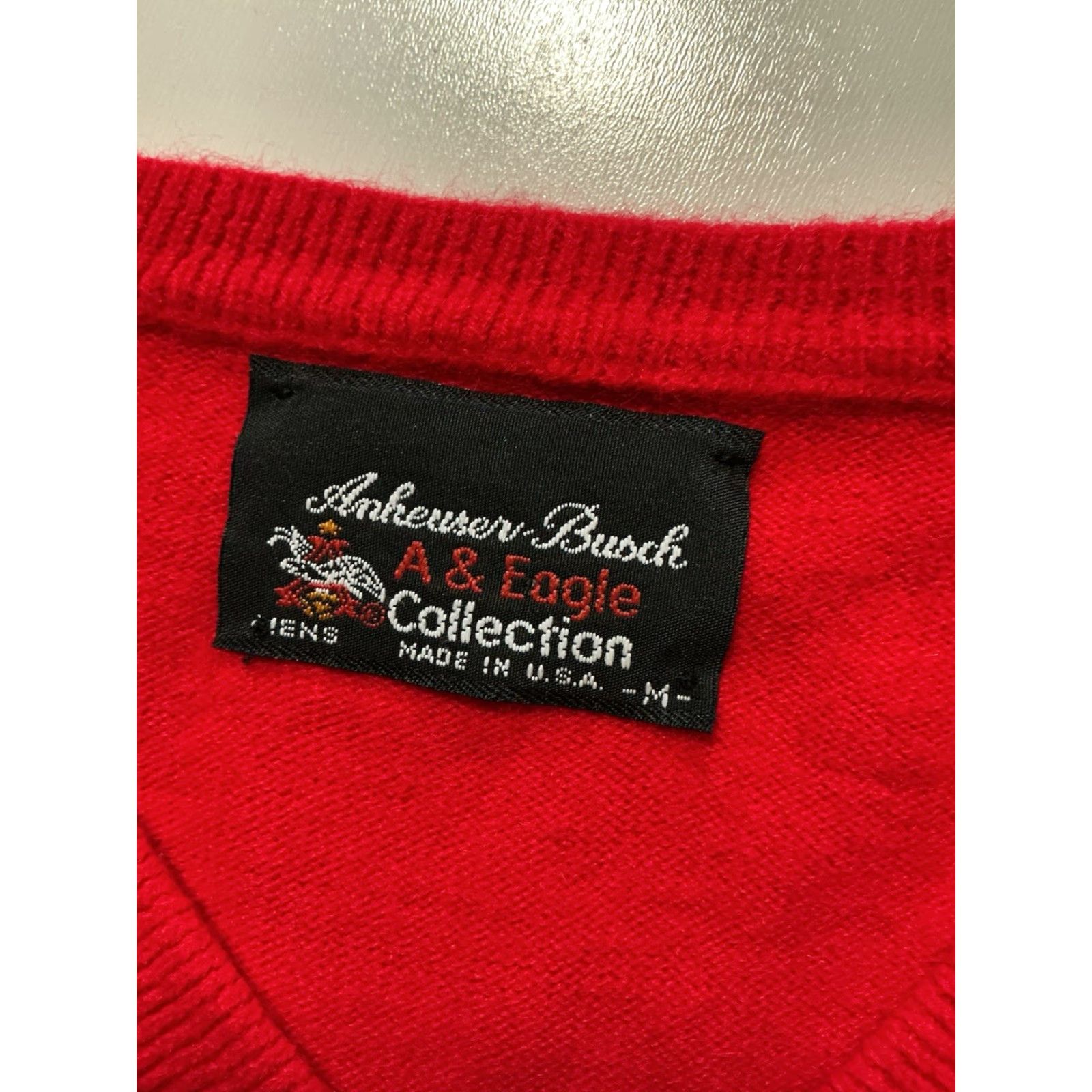 Budweiser VINTAGE Anheuser Busch Budweiser Racing Beer Red V Neck Sweater M Adult 1980s 70s Acrylic Knit Size US M / EU 48-50 / 2 - 6 Thumbnail