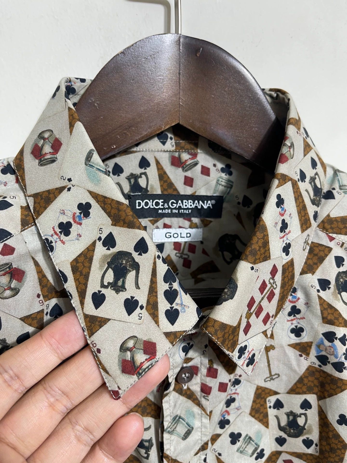 Dolce & Gabbana DG Poker Print Slim Long Sleeve French Cuffs Shirt Size US L / EU 52-54 / 3 - 3 Thumbnail