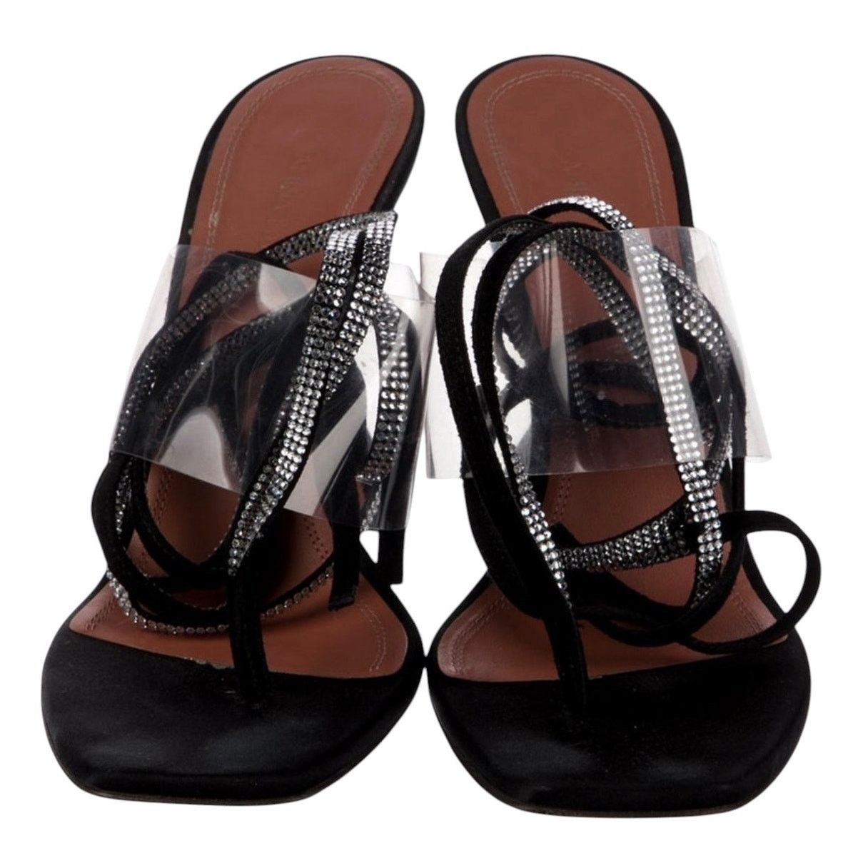 Amina Muaddi Amina Muaddi Zula Black Satin Crystal Martini Heel Sandal 39 Size US 8.5 / IT 38.5 - 10 Thumbnail
