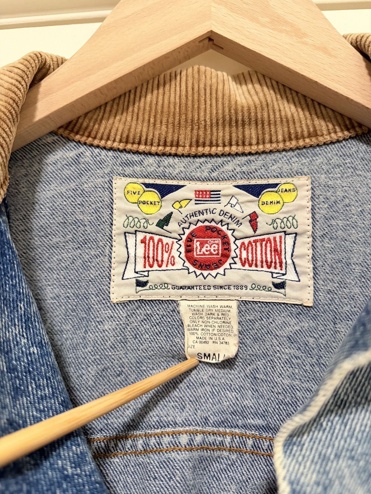 Lee Vintage Lee Corduroy Collar Denim Jacket Size S / US 4 / IT 40 - 3 Thumbnail