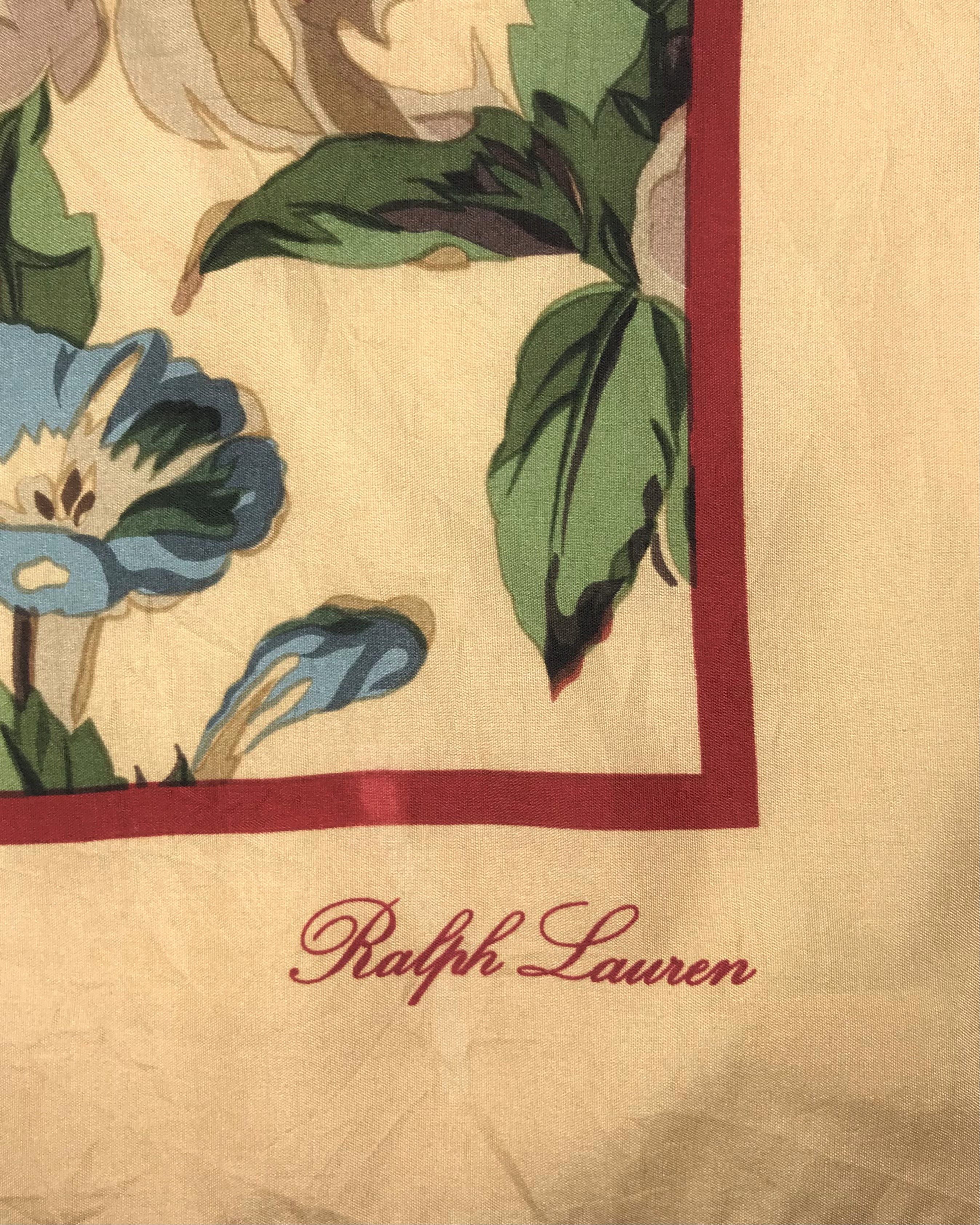 Ralph Lauren RL602 Vintage Ralph Lauren Silk Scarf Shawl Designer Scarf Size ONE SIZE - 7 Thumbnail