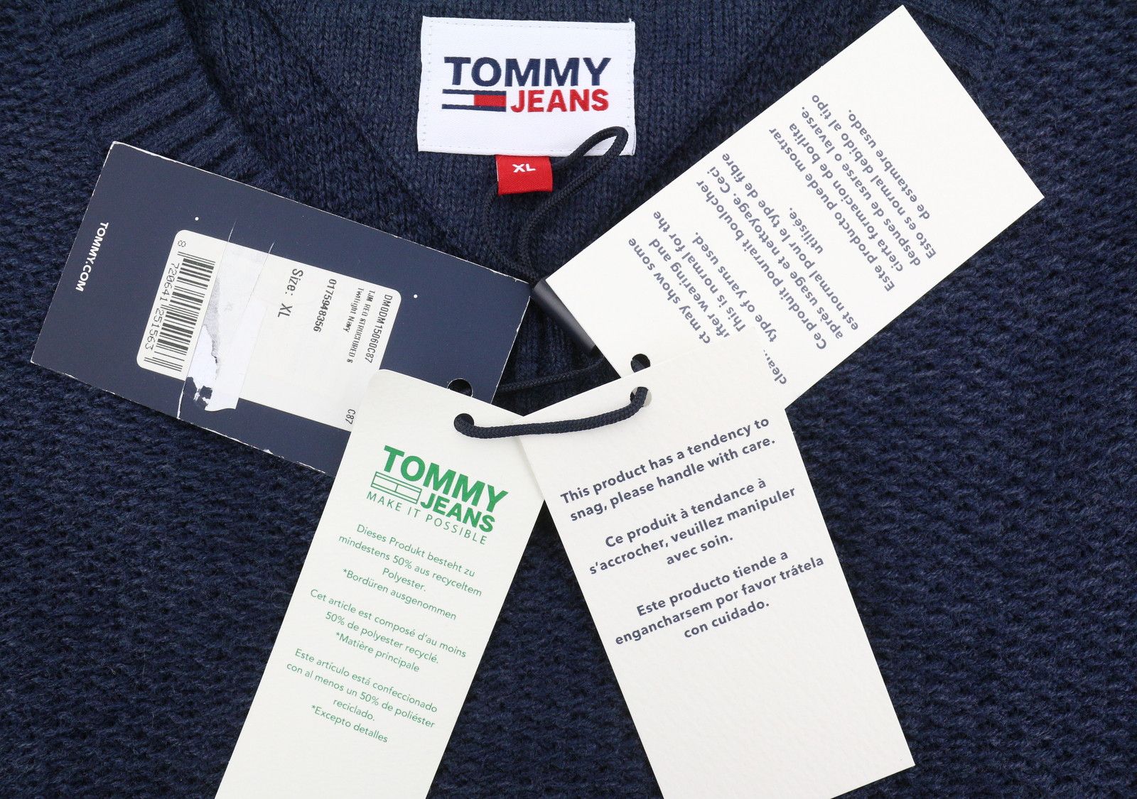 Tommy Hilfiger REQ STRUCTURED XL Navy Stretch Knit Jumper 87388 Size US XL / EU 56 / 4 - 6 Thumbnail