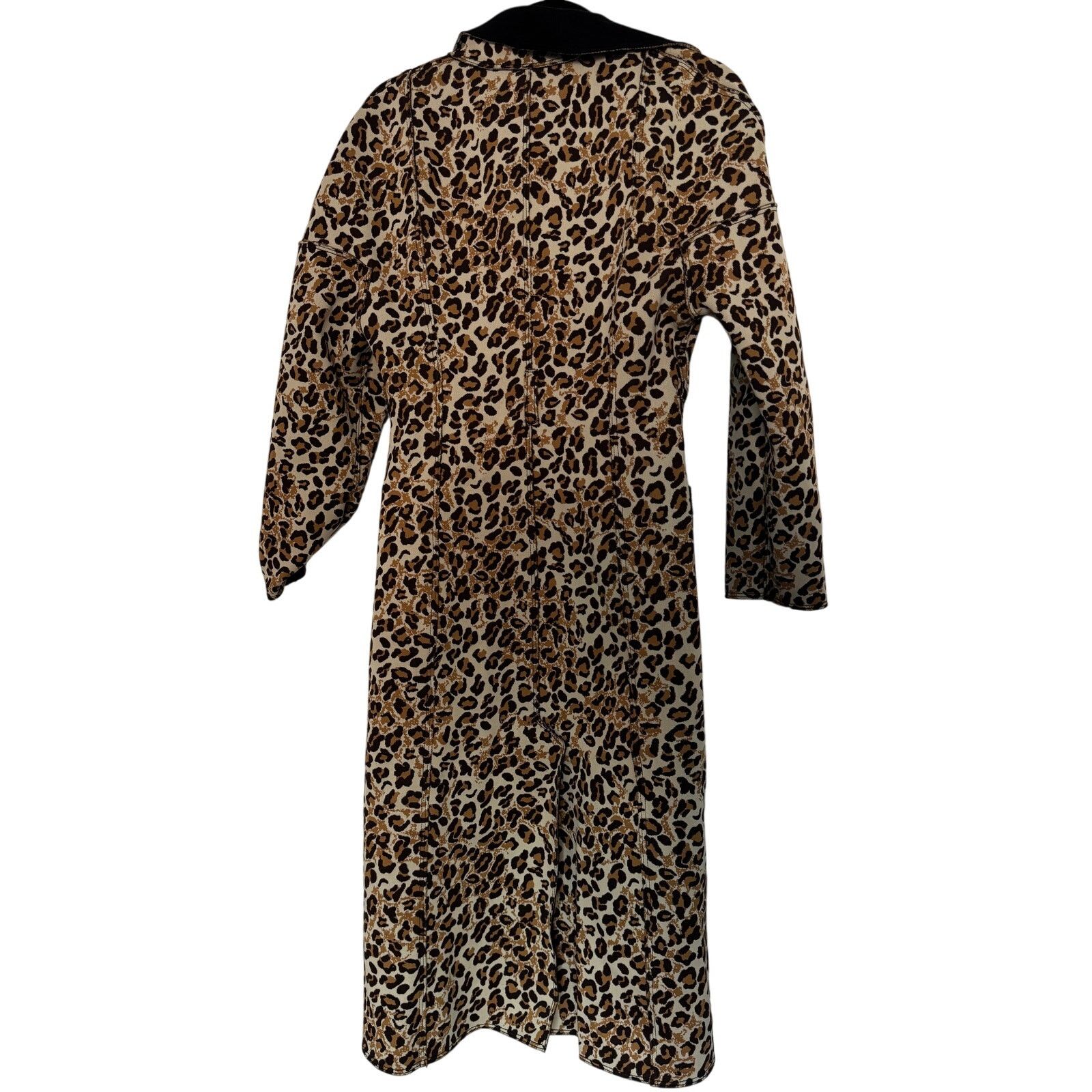 St. John St. John Black/Leopard Print Drop Shoulder Reversible Coat Size S / US 4 / IT 40 - 6 Thumbnail