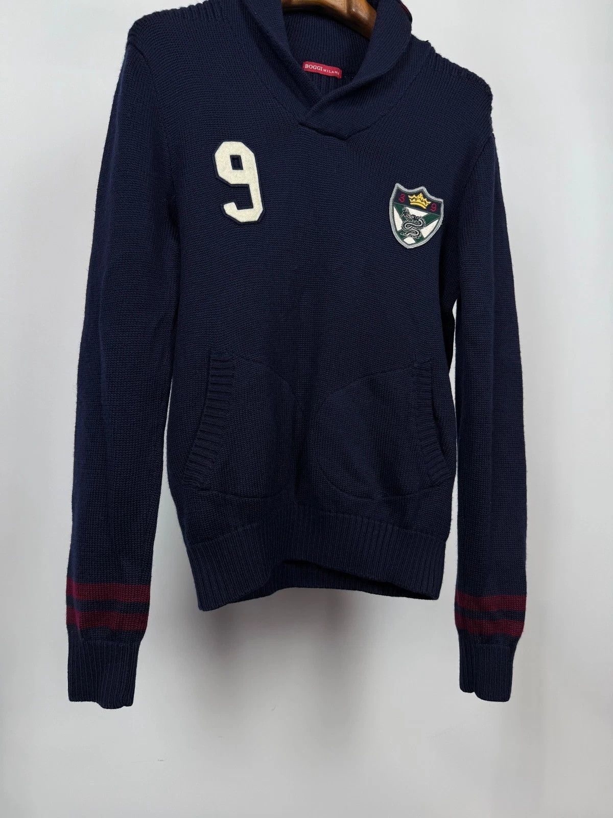 Boggi Boggi Milano Men's Navy Blue Knit High Neck Wool Sweater Size US S / EU 44-46 / 1 - 2 Thumbnail