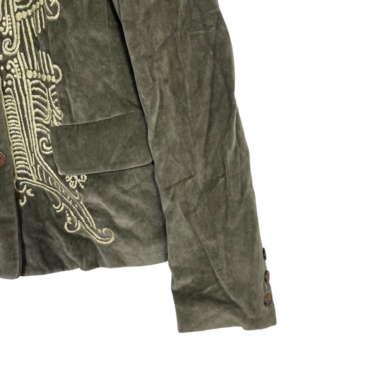 Christian Lacroix Christian Lacroix Bazar Embroidered Velvet Blazer Olive Gree Size S / US 4 / IT 40 - 5 Thumbnail