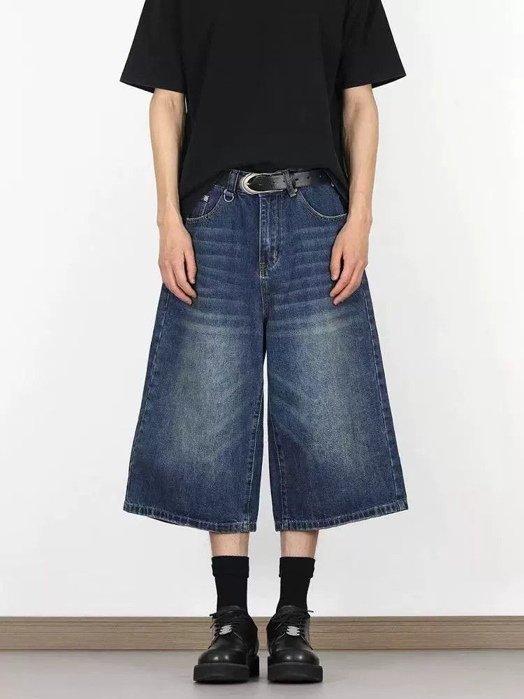 Jean Japanese retro washed wide-leg loose denim shorts casual Size US 32 / EU 48 - 1 Thumbnail