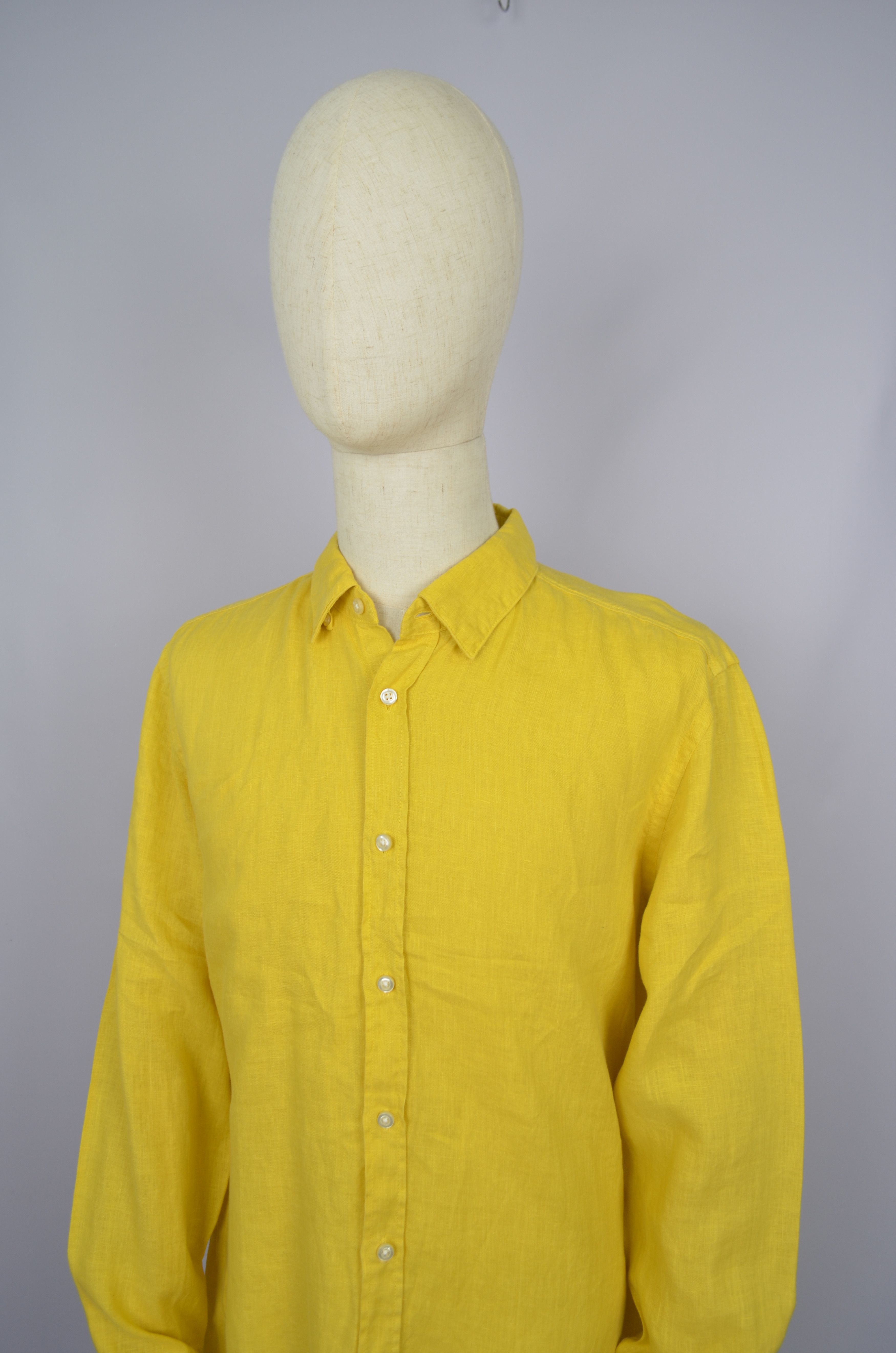 Hugo Boss Hugo Boss Yellow 100% Linen Regular Fit Relegant Shirt Sz XL Size US XL / EU 56 / 4 - 2 Thumbnail