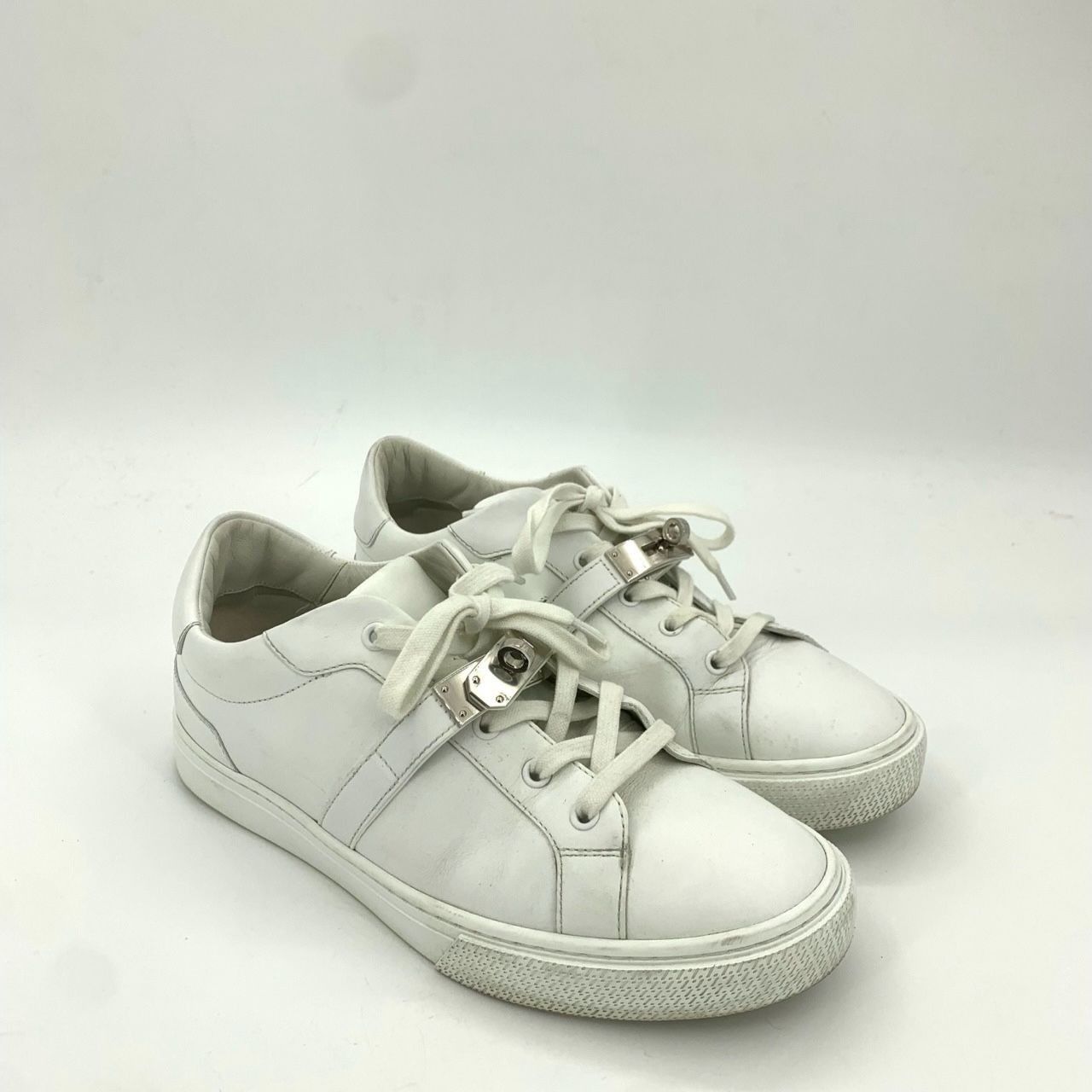 Hermes Hermès White Leather Lace-Up Sneakers Low-Top Design Size 40 Size US 10 / IT 40 - 7 Thumbnail