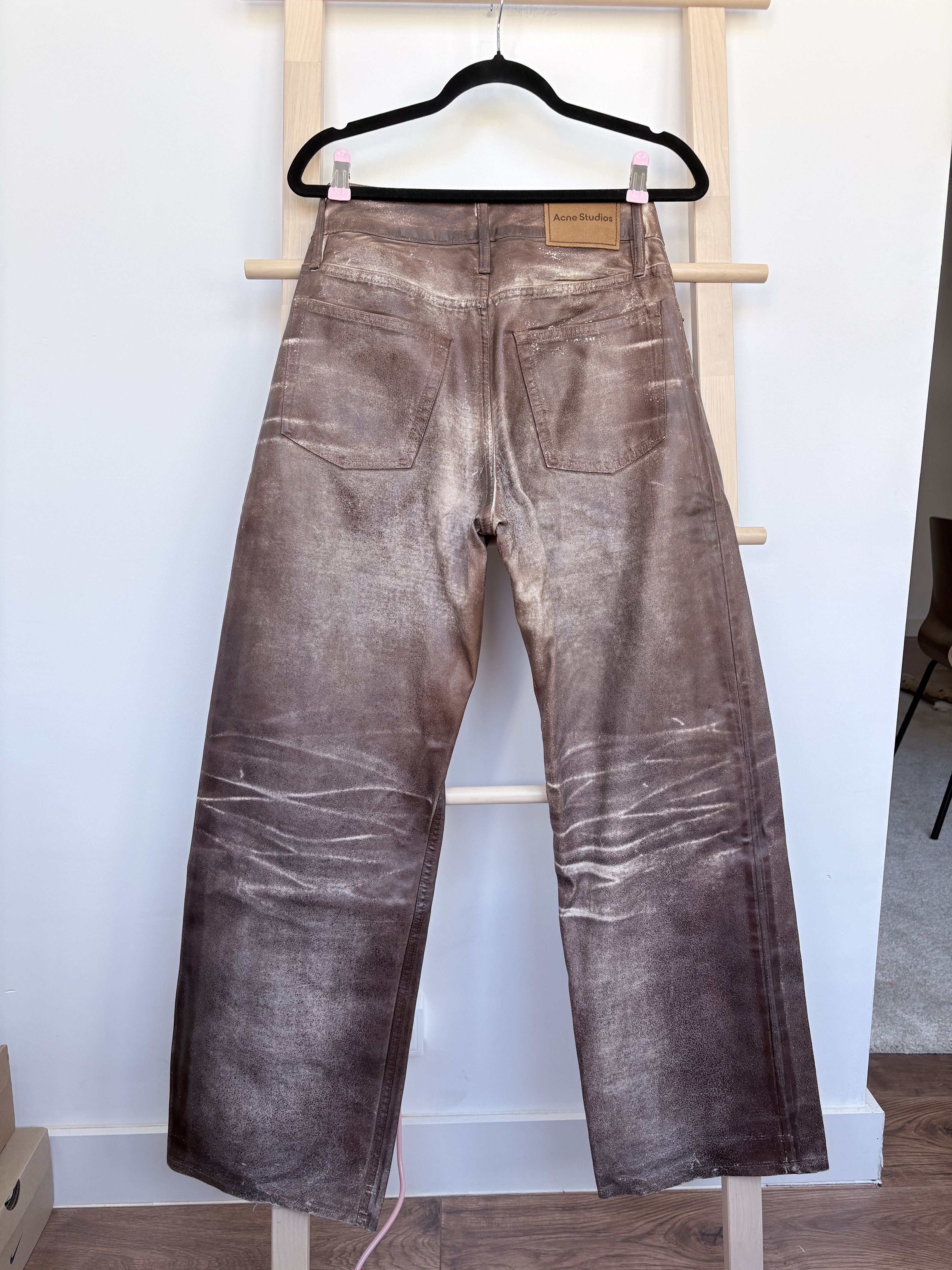 Acne Studios Acne Studios Relaxed Fit Waxed Jeans in Caramel/White (AW23) Size 24" / US 00 / IT 34 - 2 Thumbnail