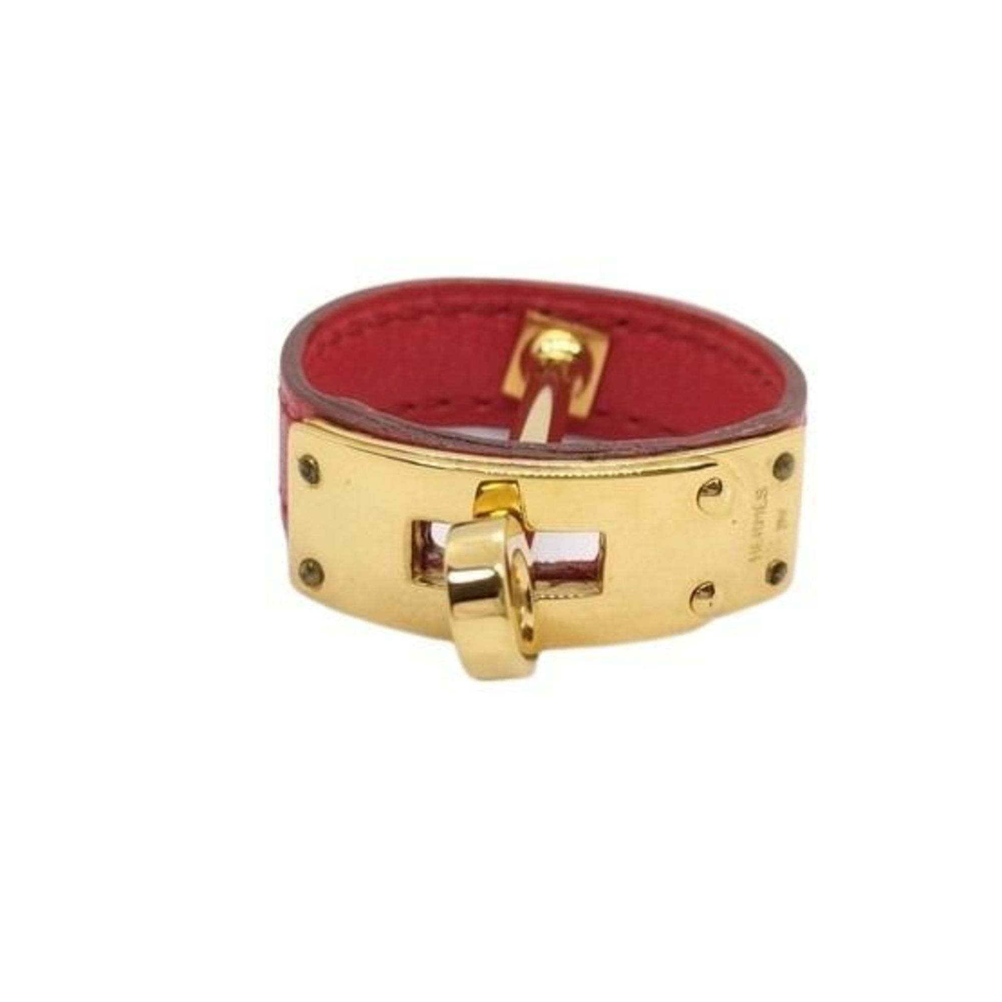Hermes HERMES Kelly Scarf Ring, Gold and Red Leather, for Women Size ONE SIZE - 1 Thumbnail