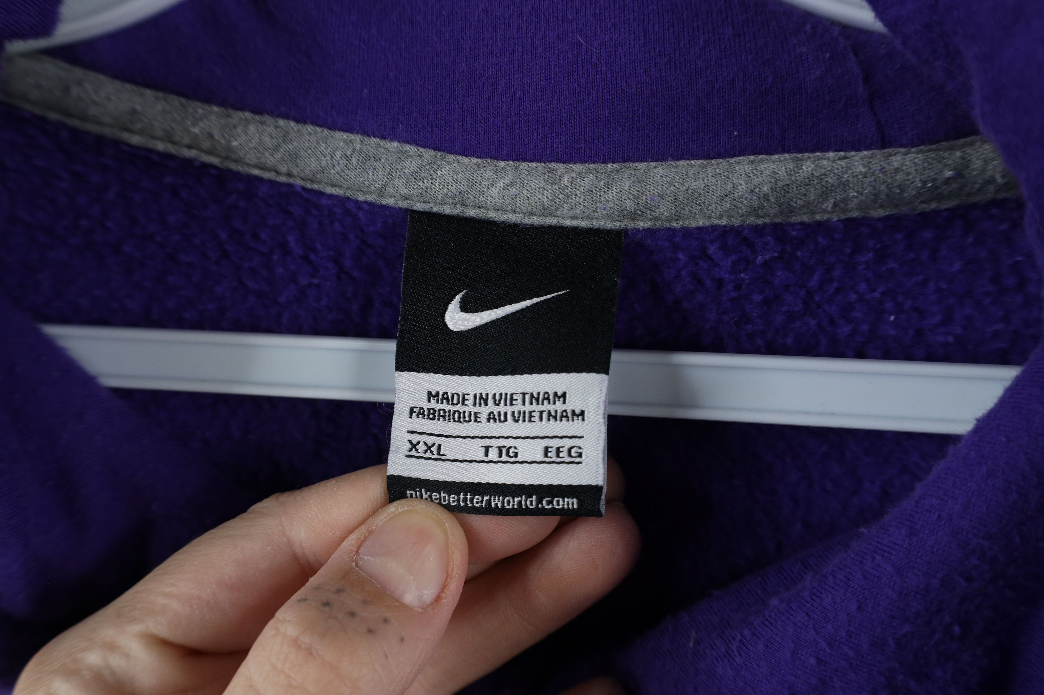 Nike × Vintage Vintage Nike College Football Hoodie Sweatshirt Purple Size US XXL / EU 58 / 5 - 10 Thumbnail