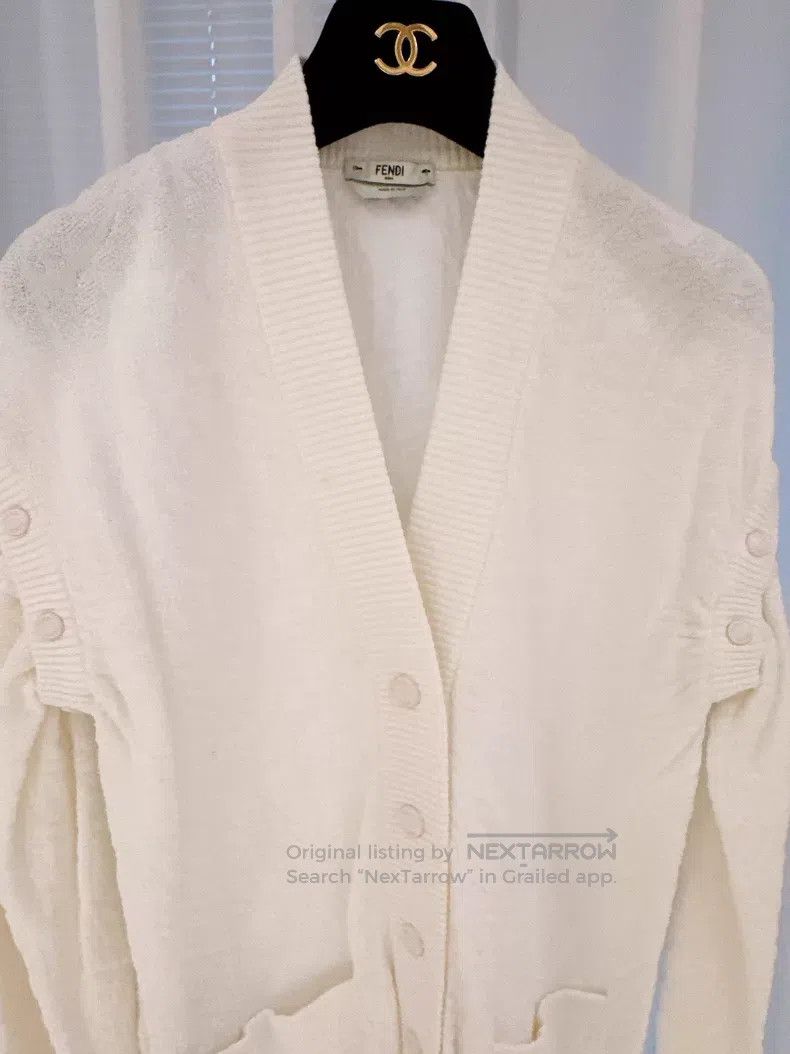 Fendi Fendi White Terry Cloth Embossed Logo Oversized Jacket Size XXS / US 00 / IT 34 - 2 Thumbnail