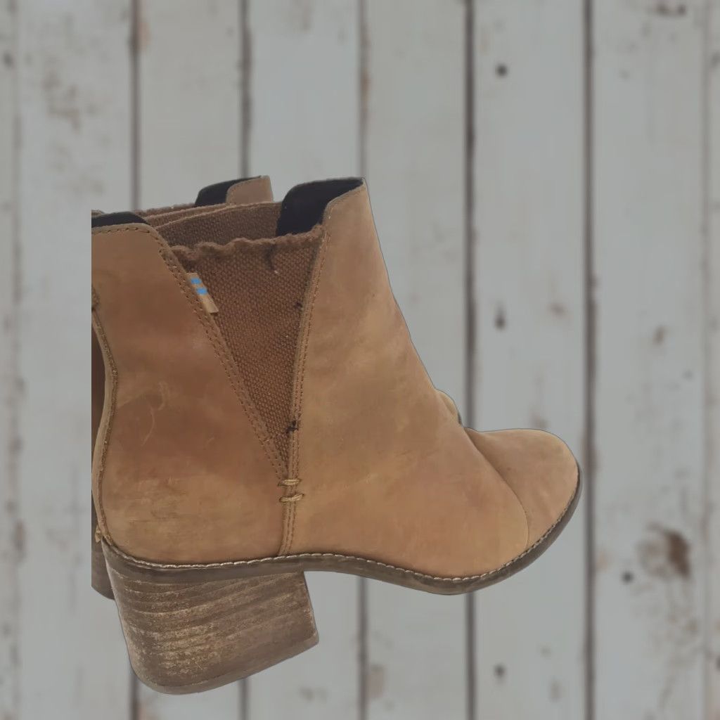 Vintage TOM'S Brown Leather Ankle Boots Womens Size 8M Casual Bootie Block Heel Size US 8 / IT 38 - 1 Thumbnail