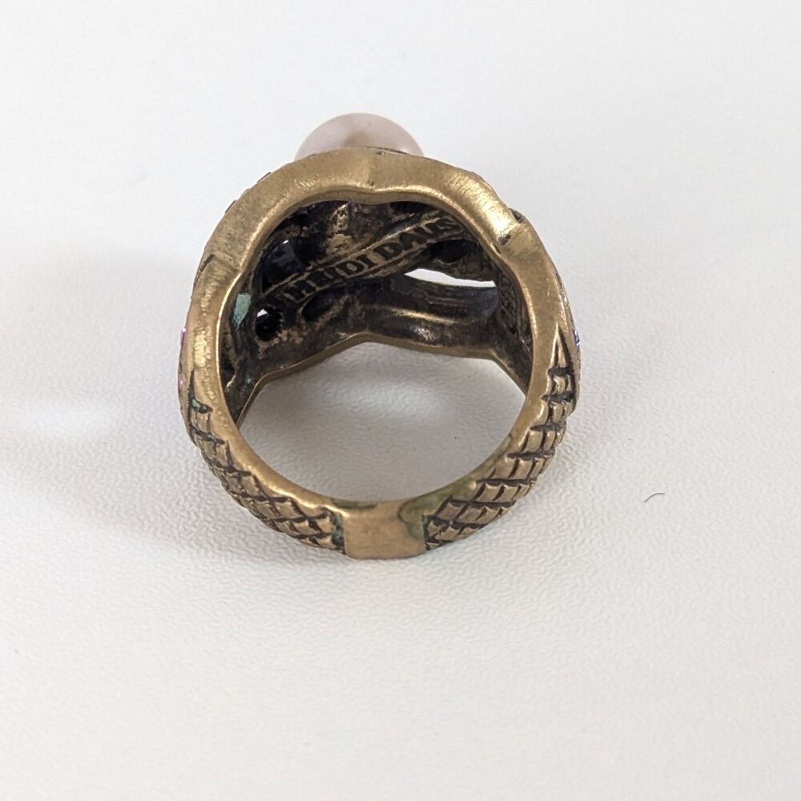 Vintage Vintage Heidi Daus Faux Pearl Amethyst Crystal Cocktail Ring Size ONE SIZE - 4 Thumbnail