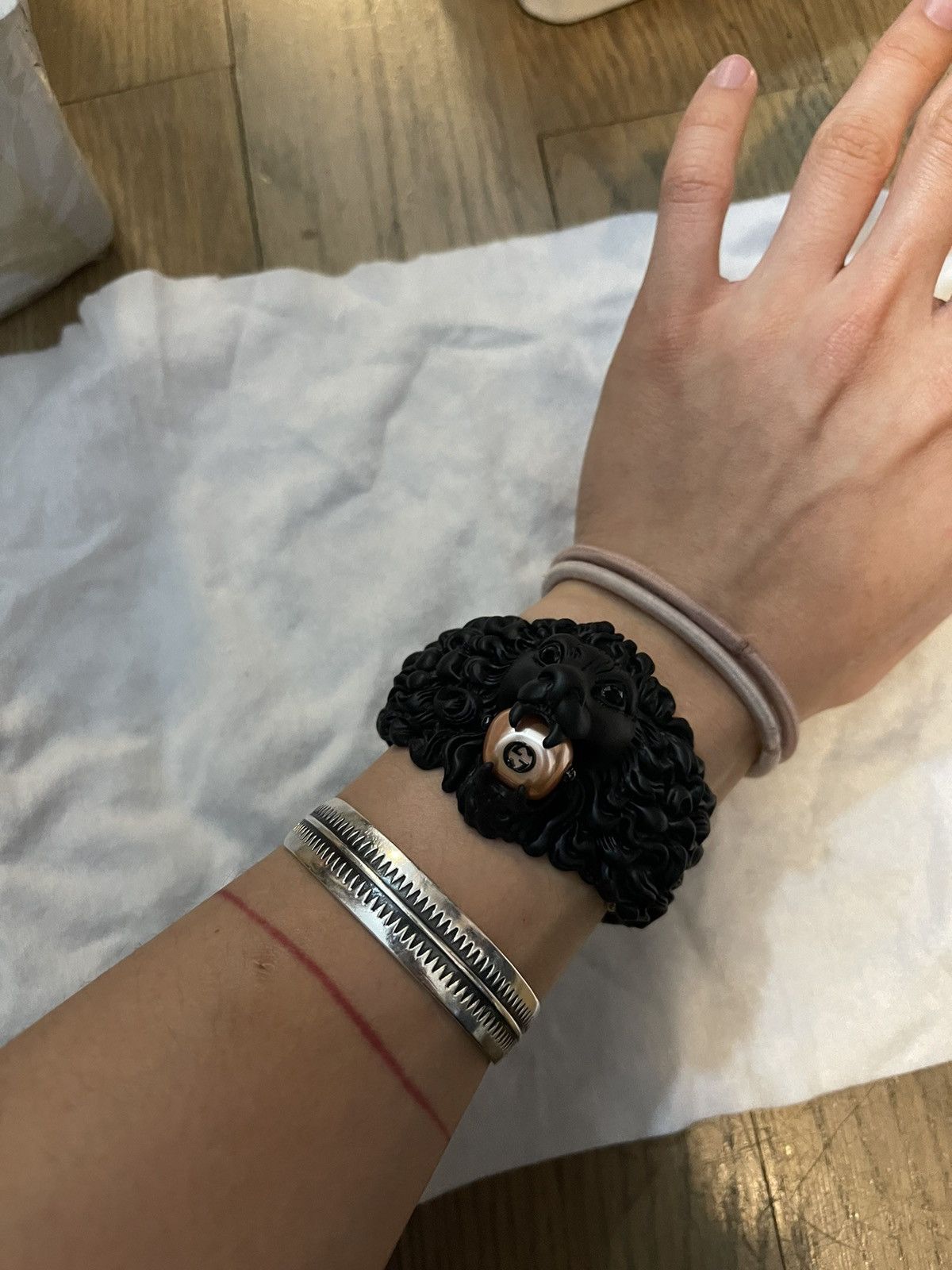 image of Gucci Michele Alessandro Lion Bracelet Cuff in Black, Men's