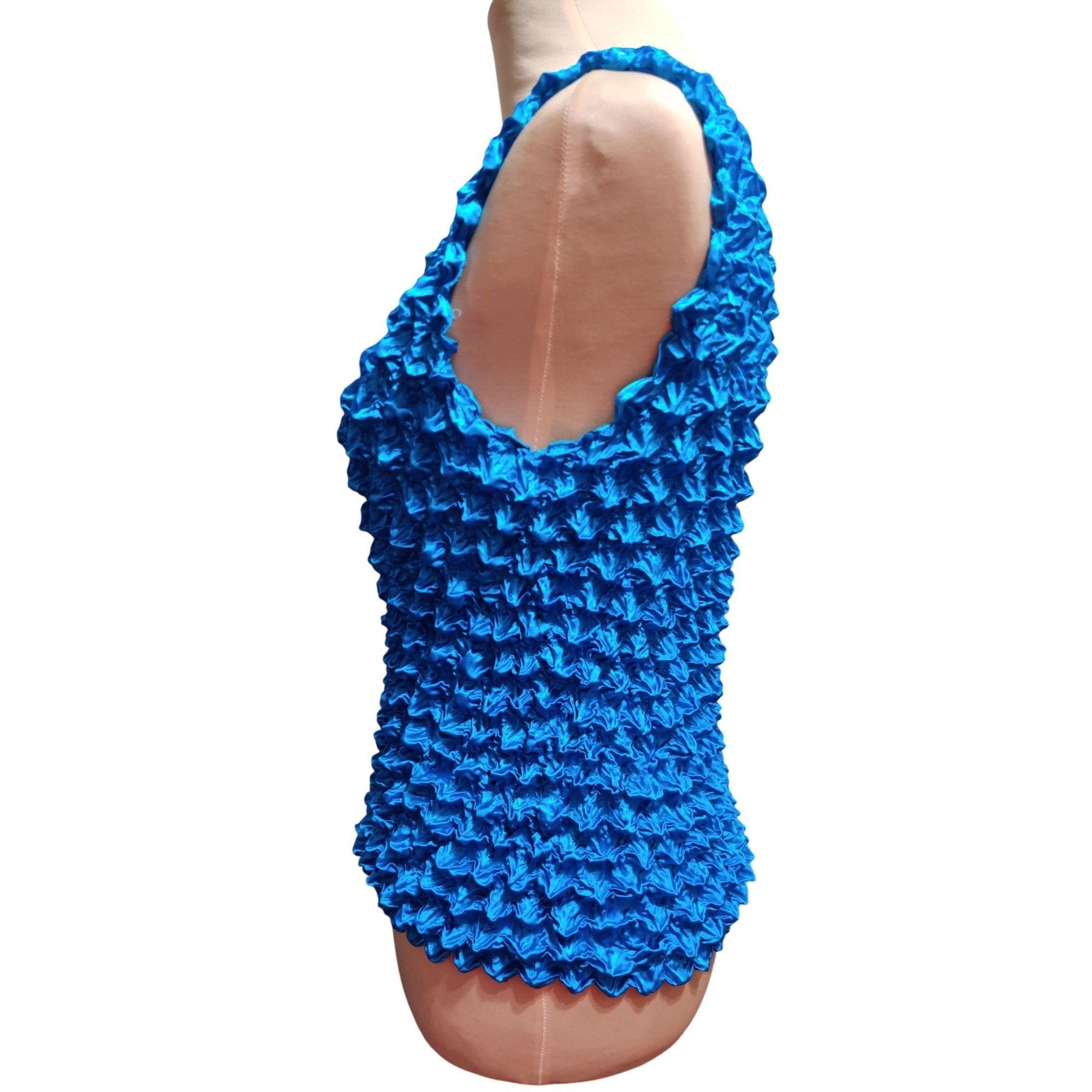 Other Popcorn Tank Top One Size Womens Blue Bubble Crinkle Sleevel Size ONE SIZE - 12 Thumbnail