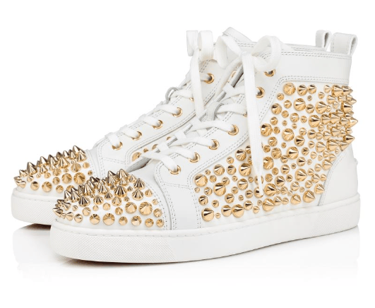Christian Louboutin o1bcso1str1024 Louise Spikes Flat in White Size US 12 / EU 45 - 3 Thumbnail