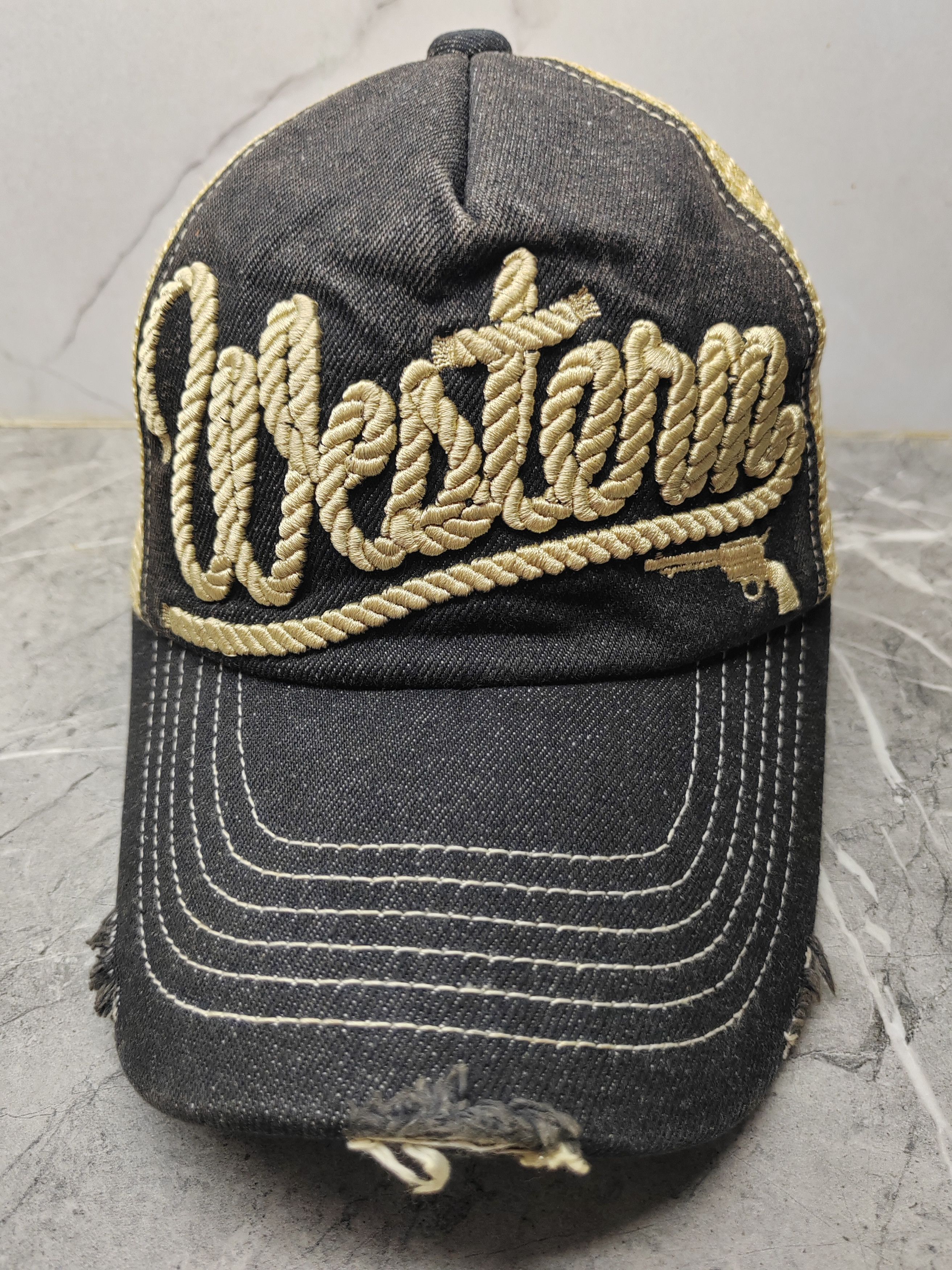 Vintage Vintage Western Gun Distressed Style Cap Hat Size ONE SIZE - 2 Thumbnail