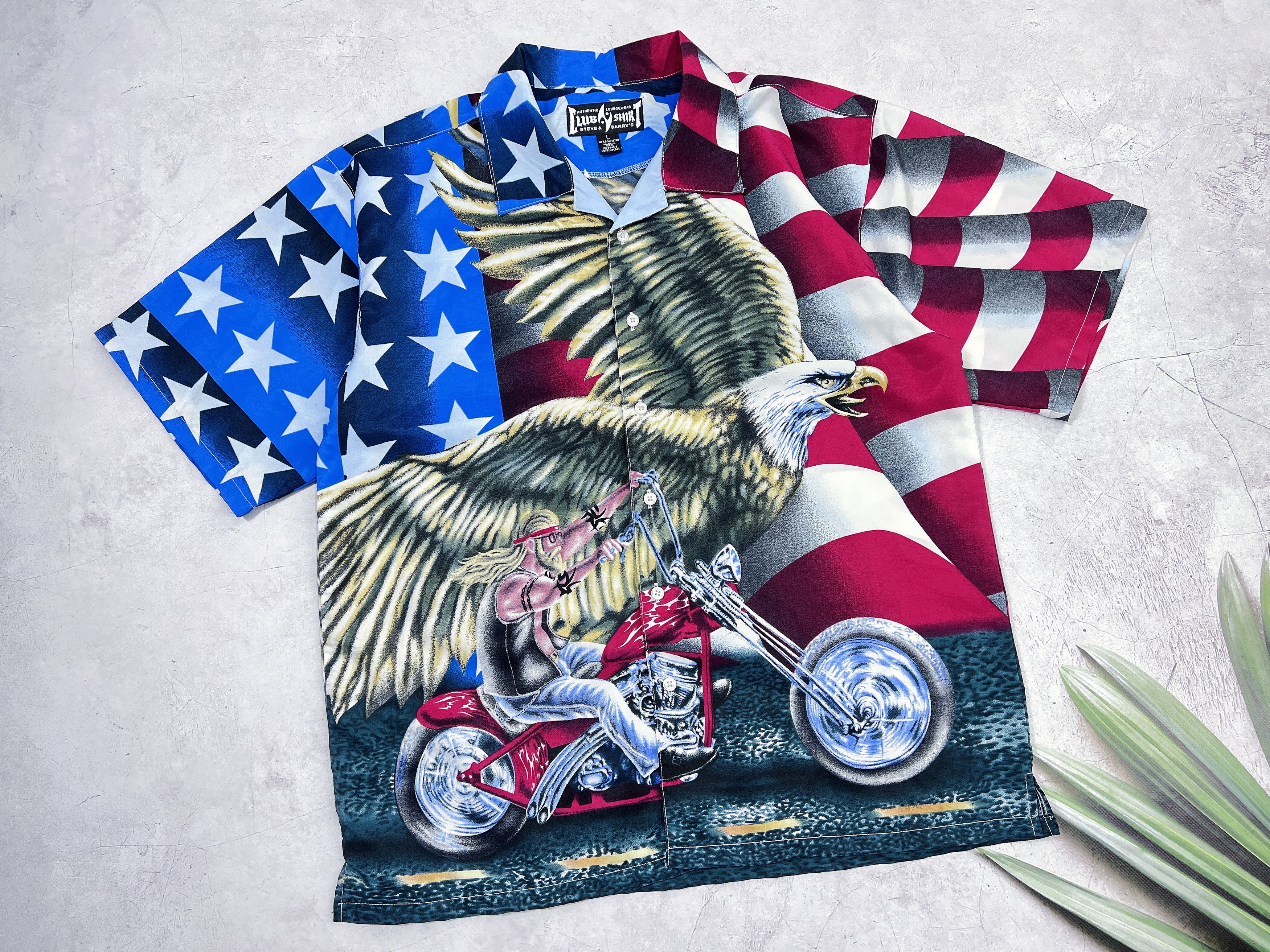 Steve And Barrys Steve and Barry's Club Shirt USA Flag & Motorcycle & Eagle Size US L / EU 52-54 / 3 - 7 Thumbnail