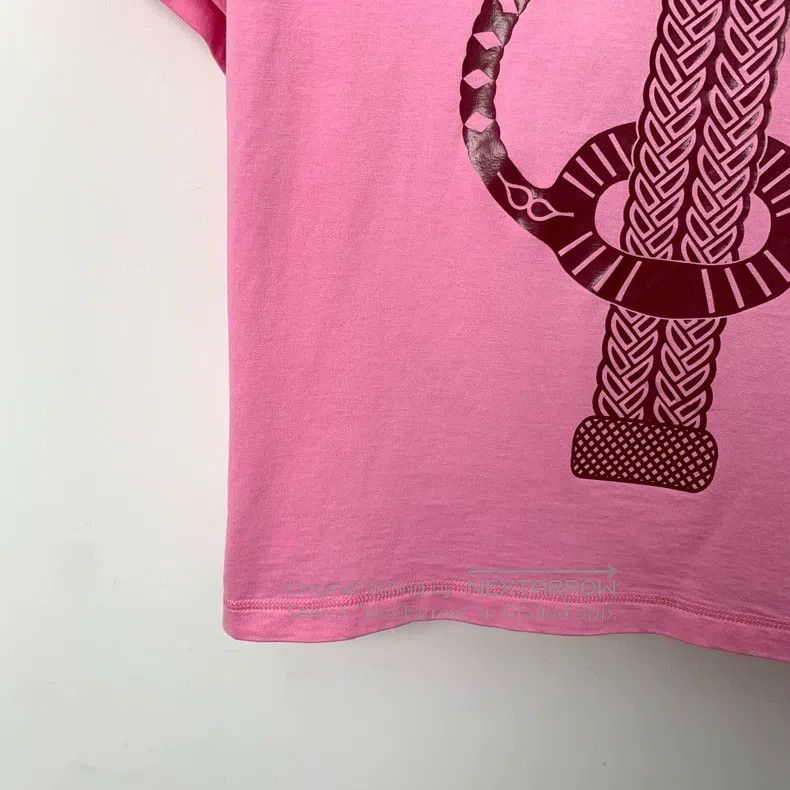 Hermes Hermes Pink Geometric Pattern Letter Printed Cotton Round Size XS / US 0-2 / IT 36-38 - 4 Thumbnail
