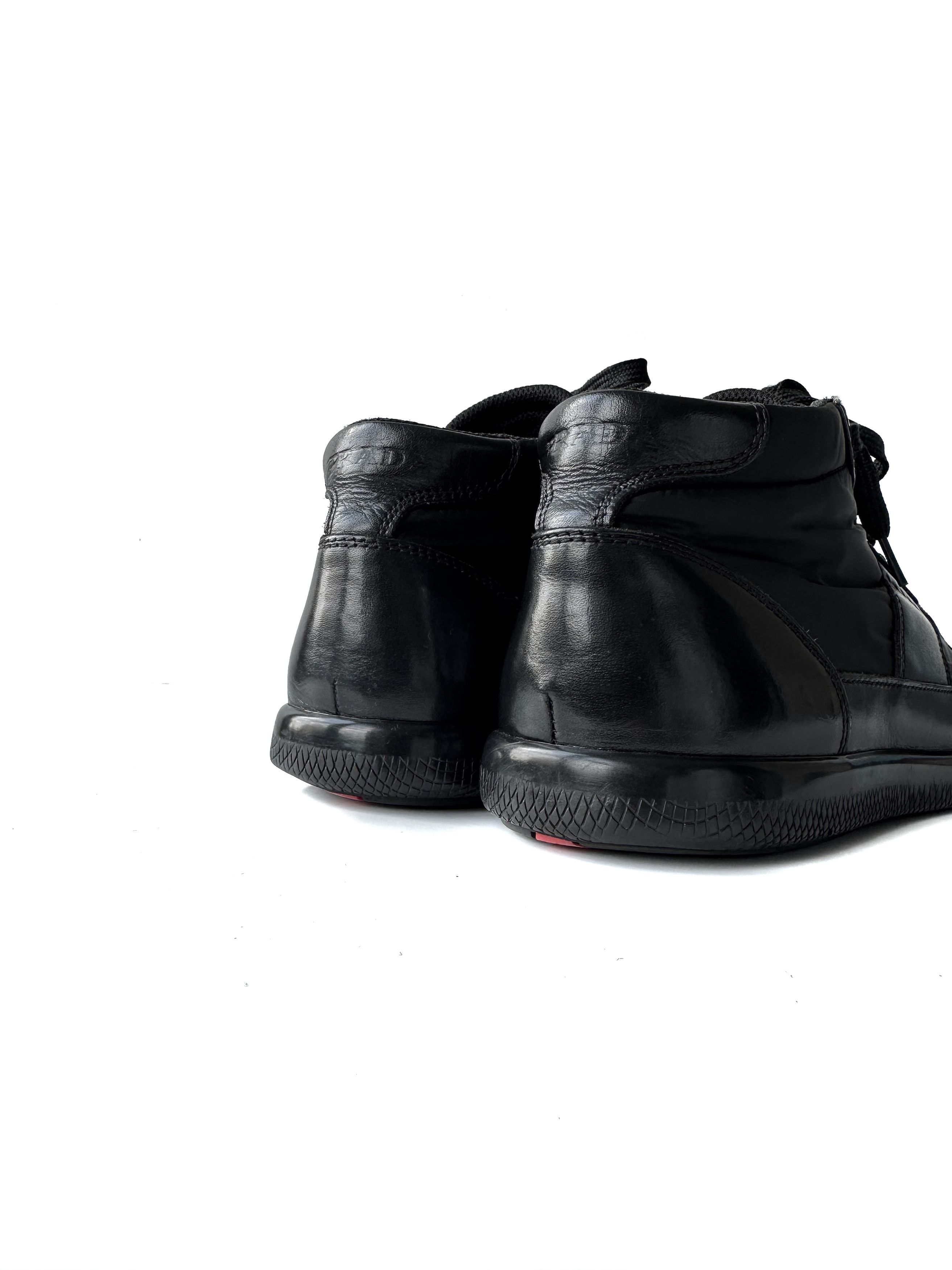Prada Prada black leather/nylon hitop sneakers Size US 8 / EU 41 - 3 Thumbnail