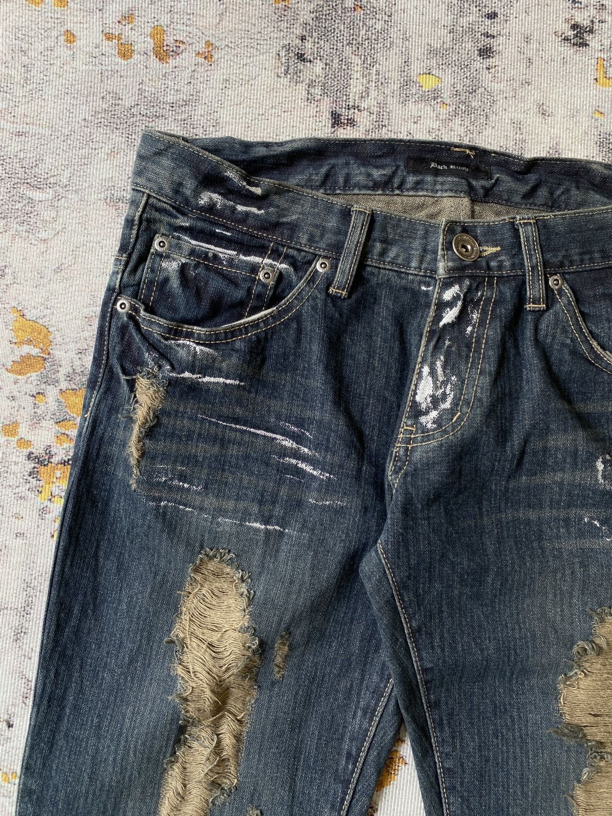 Japanese Brand Back Rush Distressed Splatter Design Flare Denim Size US 32 / EU 48 - 8 Thumbnail