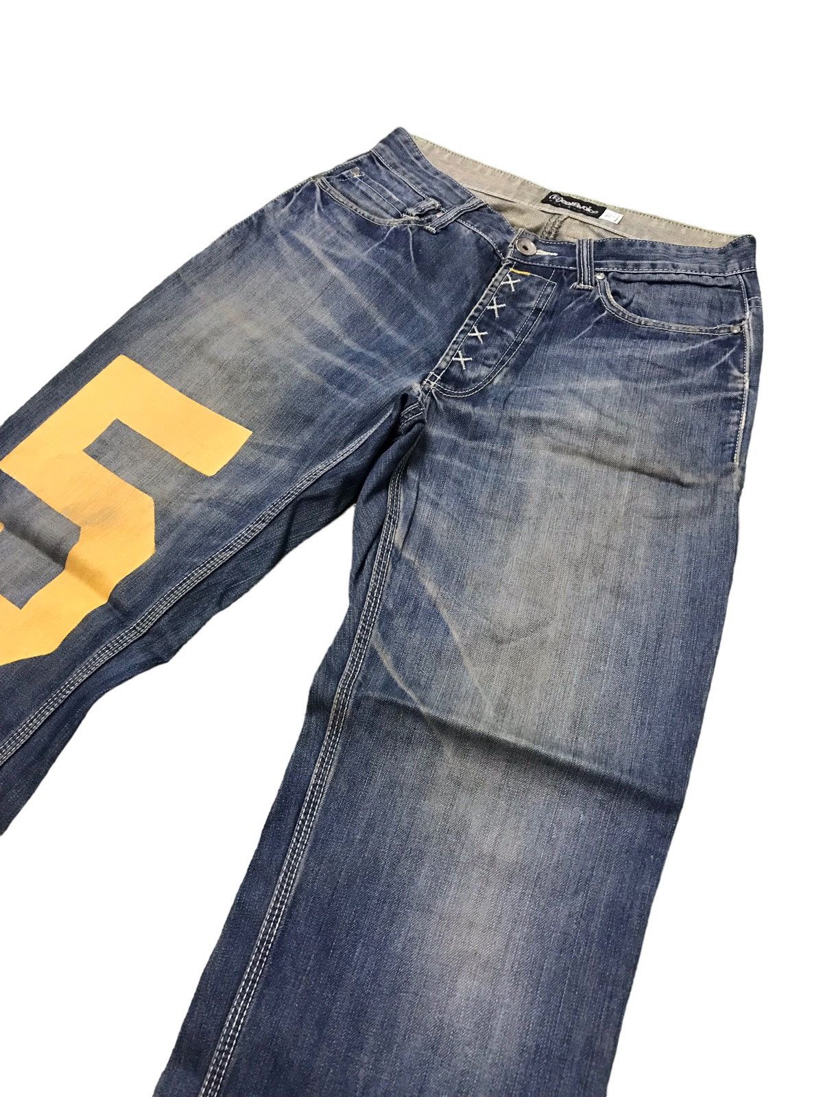 Japanese Brand × Vintage 🔥VERY RARE🔥REALBVOICE Fly Button Big Printed Jeans Size US 31 - 5 Thumbnail