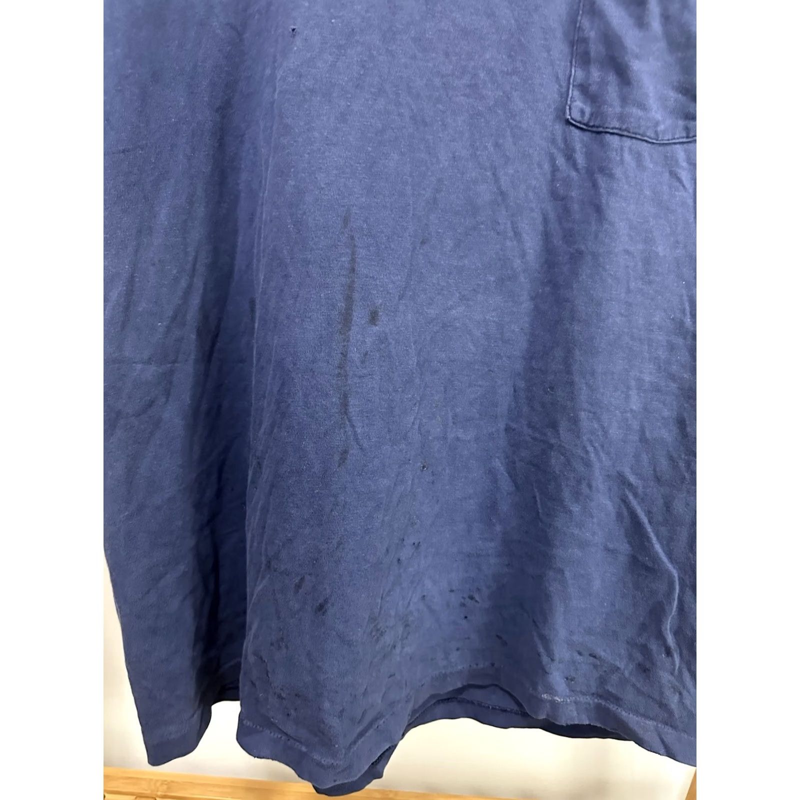 Hanes VINTAGE 80s Hanes Beefy Work T-Shirt XL Blue Worn Cotton Pocket Front WIP Mens Size US XL / EU 56 / 4 - 6 Thumbnail