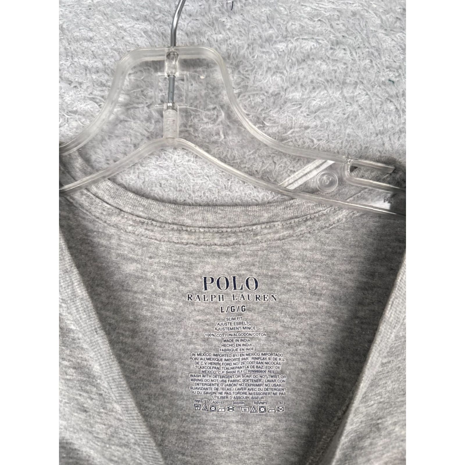 Ralph Lauren Ralph Lauren Slim Fit Shirt Men Large Gray Short Sleeve V-Neck 100% Cotton Jersey Classic Sports Size US L / EU 52-54 / 3 - 6 Thumbnail