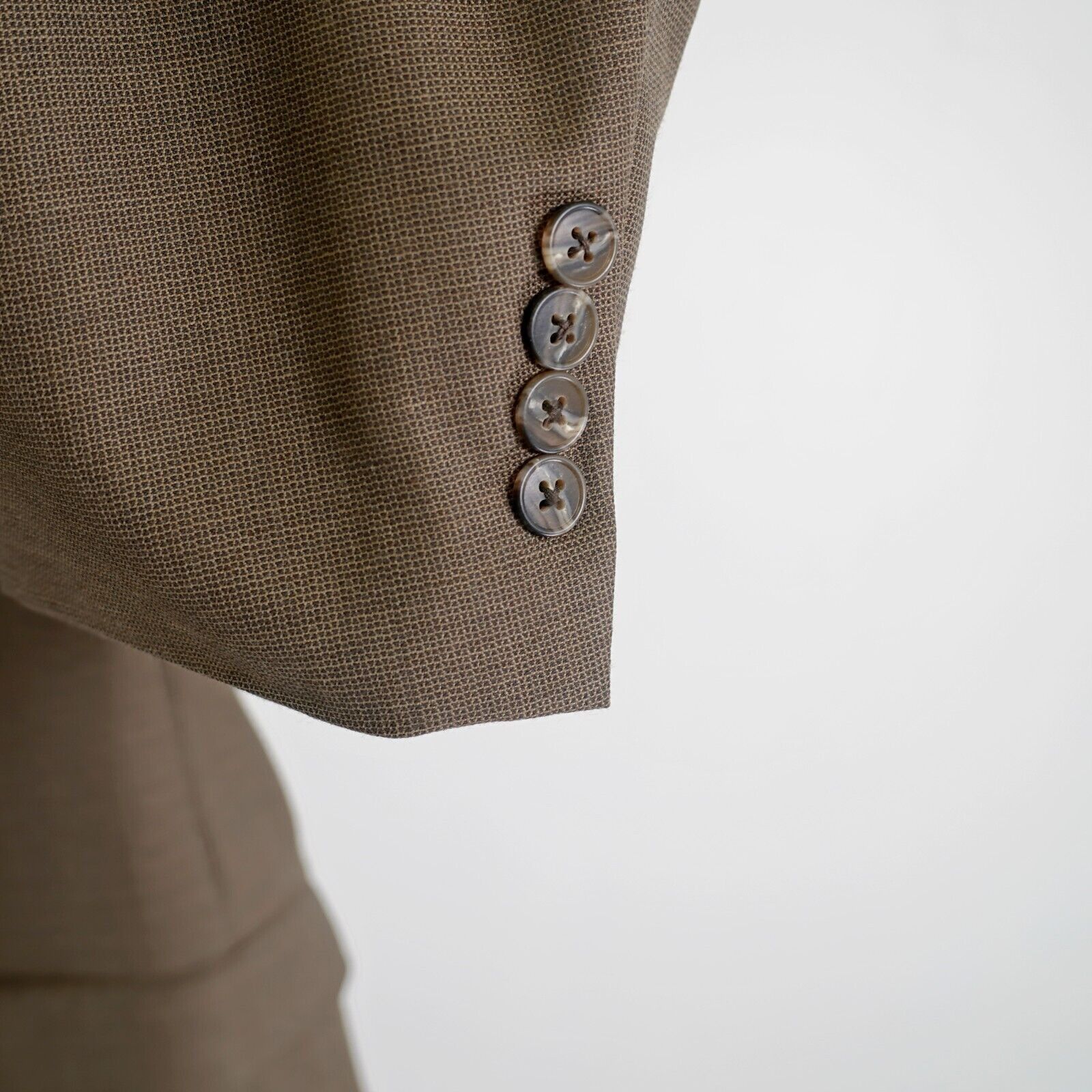 Hart Schaffner Marx DAMAGED Hart Schaffner Marx Wool Brown Check 46L 3 Button Bl Size 46L - 3 Thumbnail