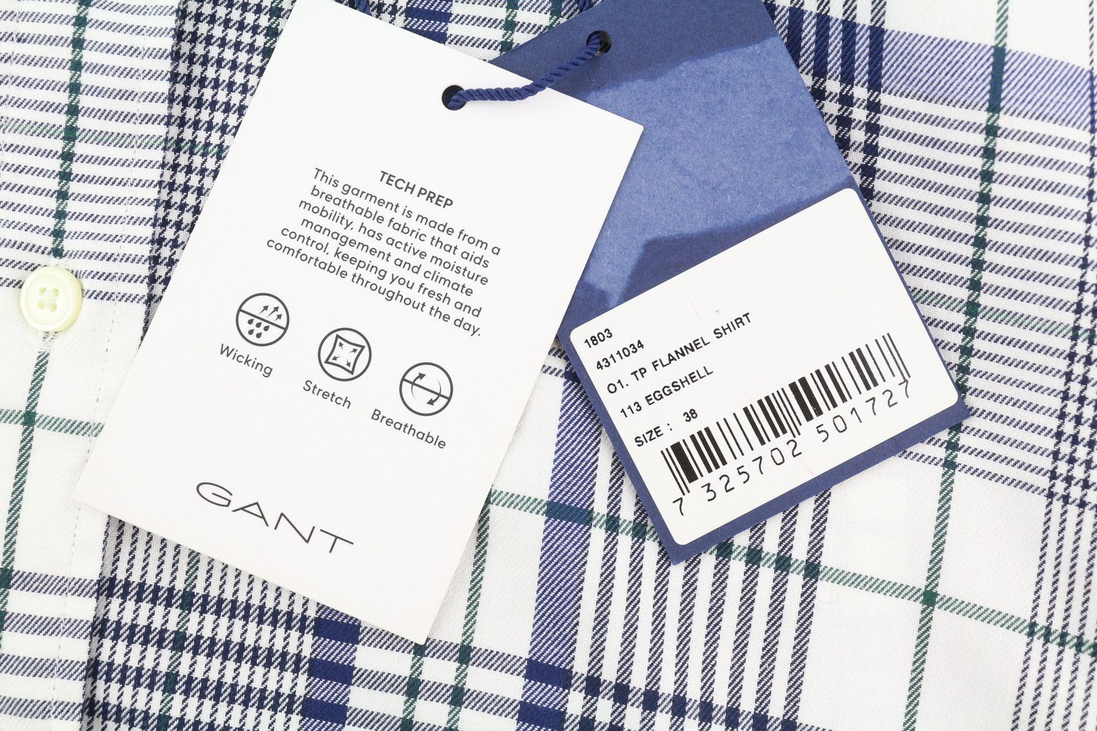 Gant FLANNEL EU38 Blue Plaid Button-Up Shirt 85008 Size M / US 6-8 / IT 42-44 - 7 Thumbnail