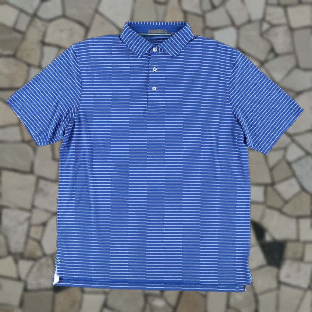 Vintage Tasc Performance Stretch Modal Striped Polo Shirt Blue Men's L Shirt Size US L / EU 52-54 / 3 - 1 Thumbnail