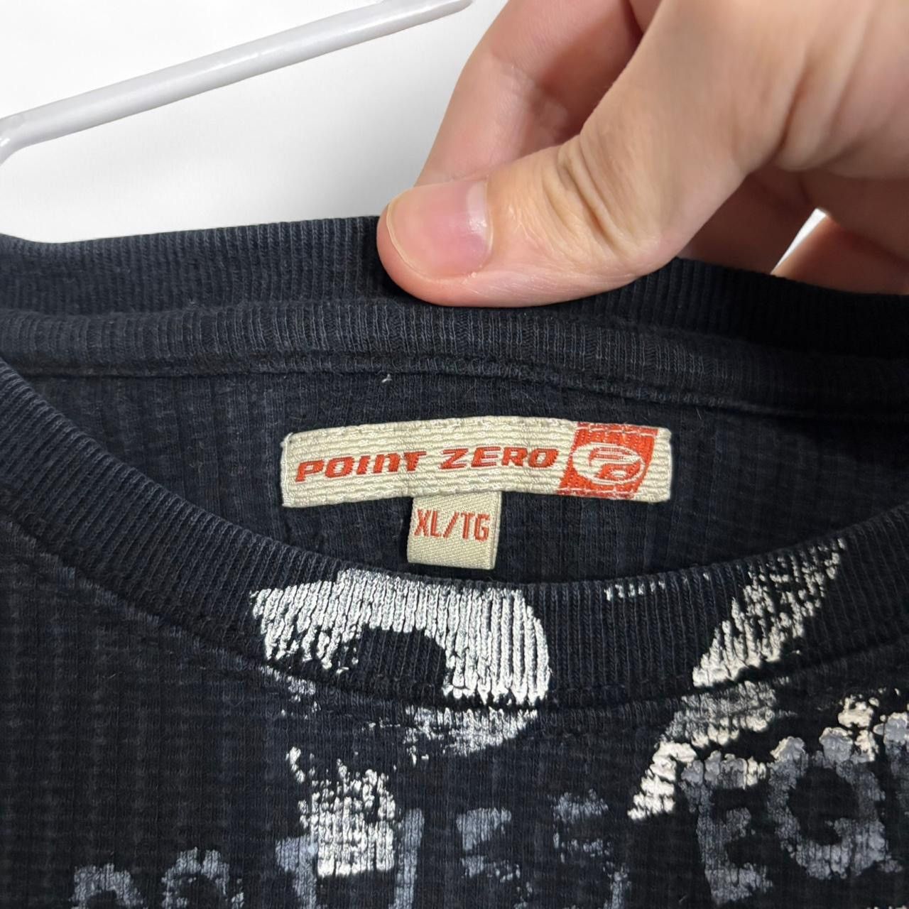 Point Zero Vintage Y2K Point Zero Black Ribbed Graphic Tee Size US XL / EU 56 / 4 - 4 Thumbnail