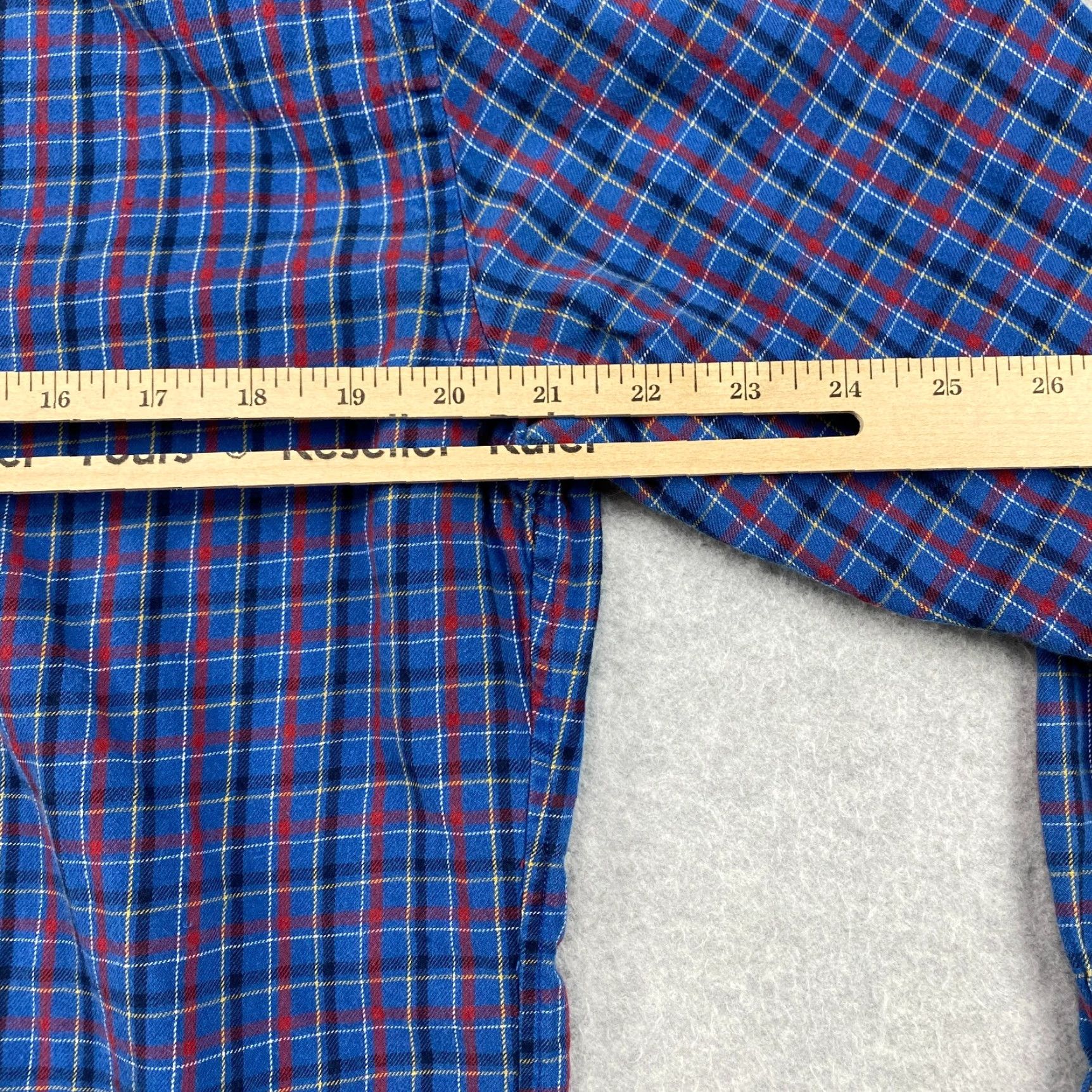 Lands' End Lands' End Dress Shirt Mens 16.5 Blue Plaid Tailored Fit Long Sleeve Pocket Collared Button-Down Mens Shirt Size 46R - 7 Thumbnail