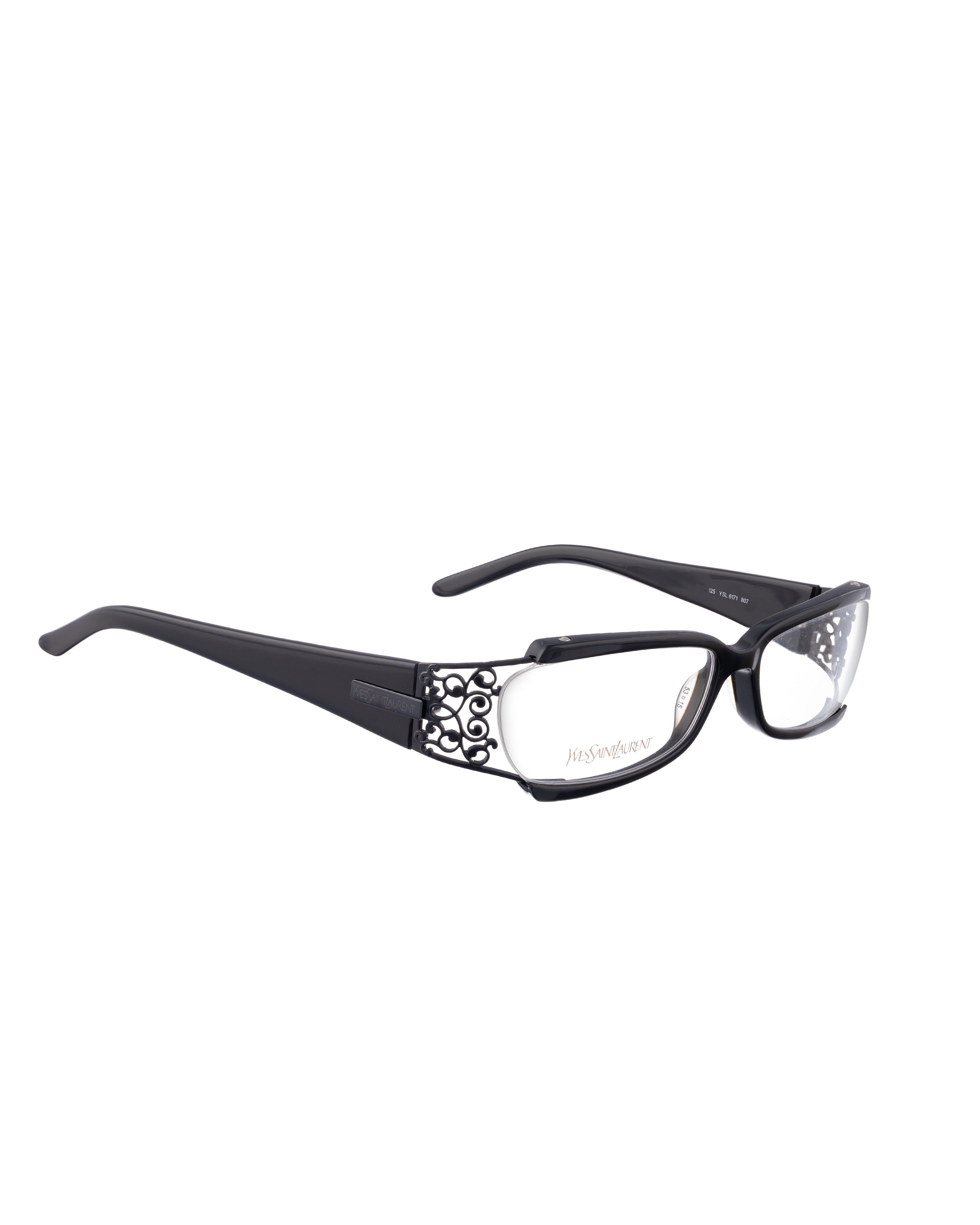 Yves Saint Laurent Yves Saint Laurent 90s Black Glasses with Antique Details Size ONE SIZE - 1 Thumbnail