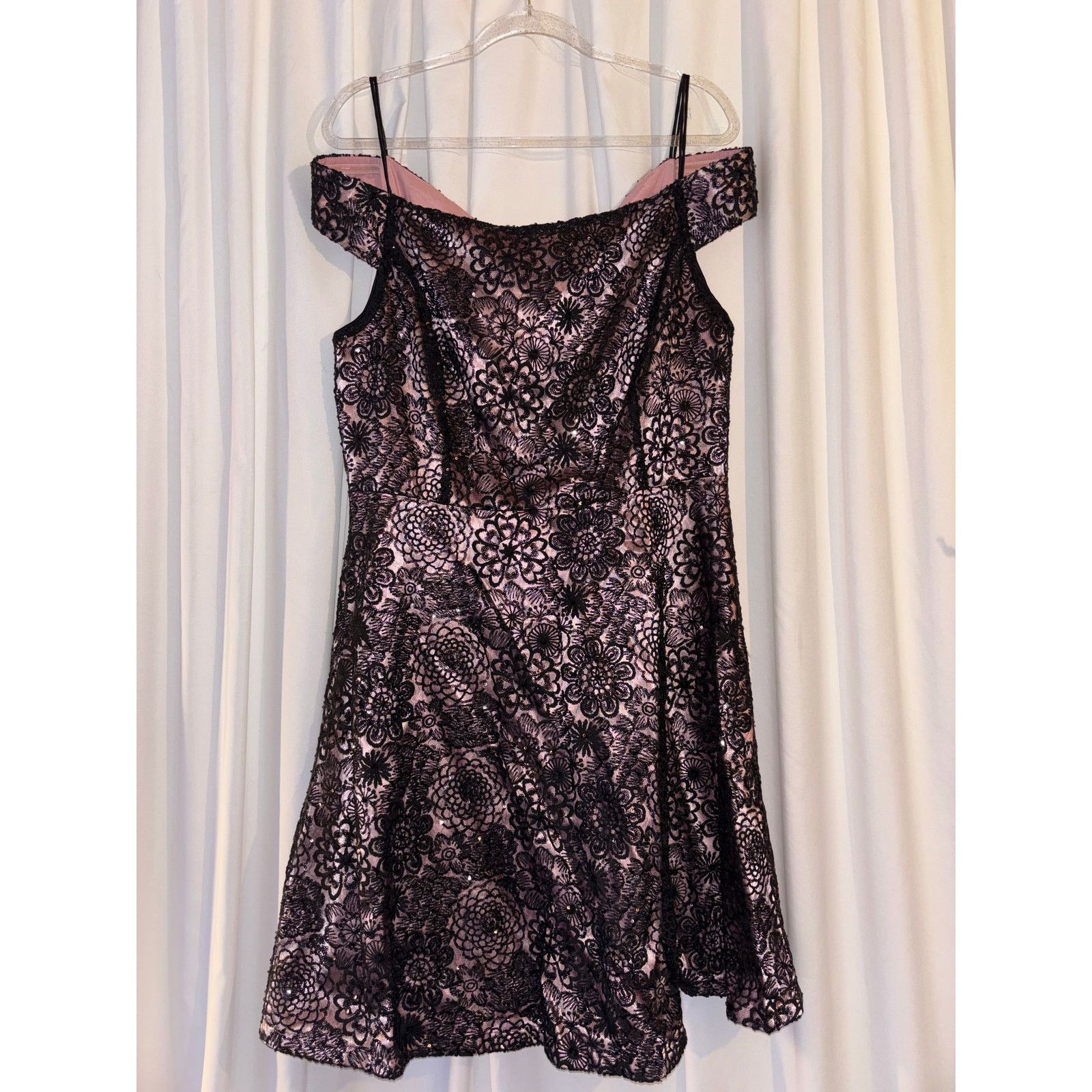 The Unbranded Brand Tahari Black Floral Lace Dress Size XLarge Size XL / US 12-14 / IT 48-50 - 4 Thumbnail