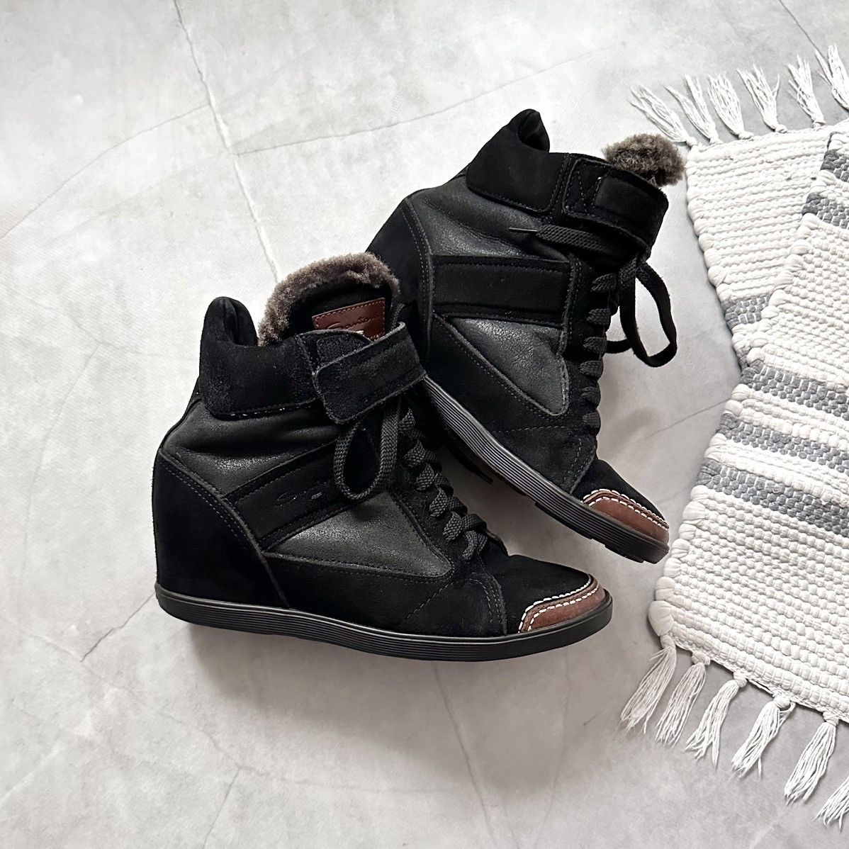 Isabel Marant Santoni Bekett Wedge Suede Fur Sneakers Isabel Marant Style Size US 7.5 / IT 37.5 - 1 Thumbnail