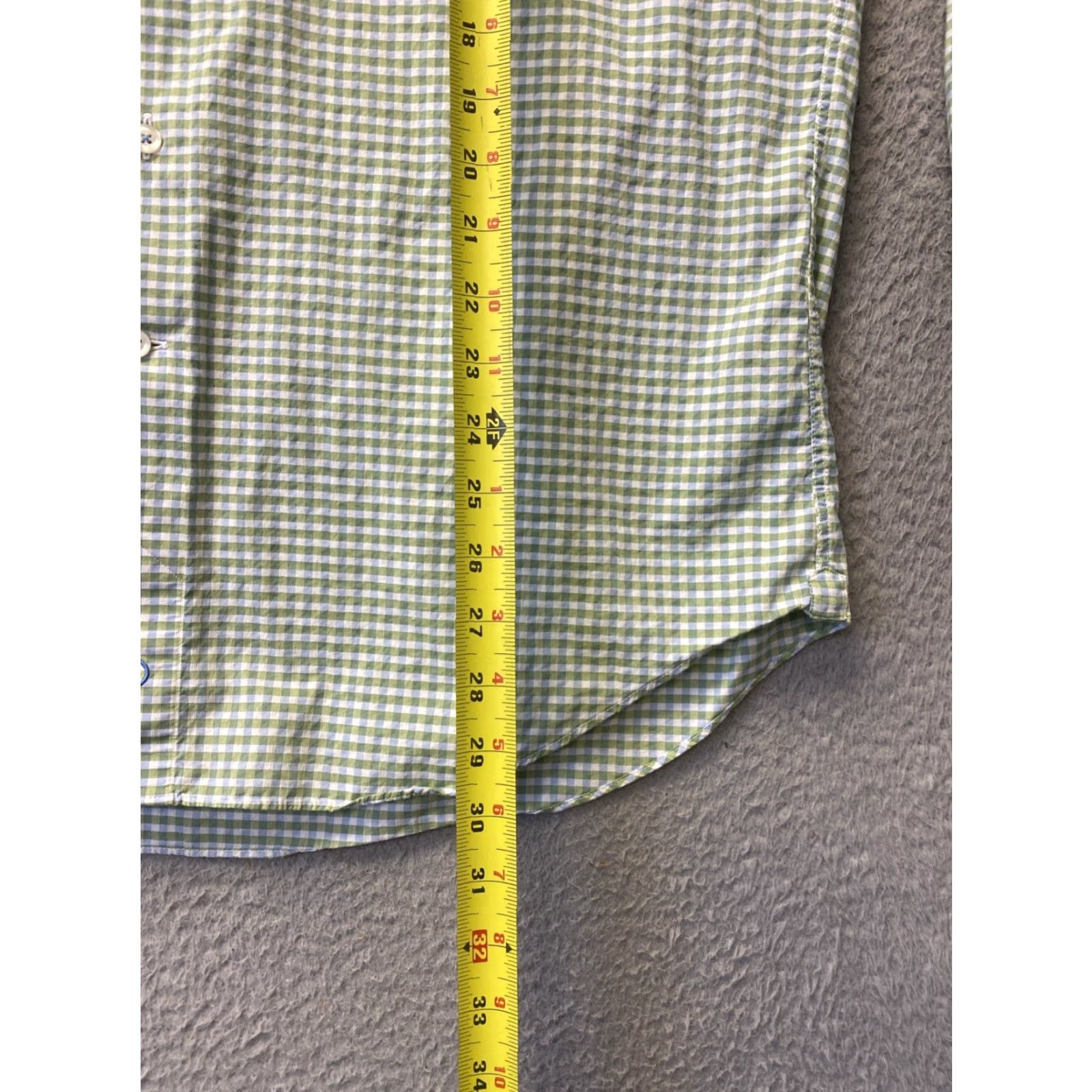 David Donahue David Donahue Dress Shirt Mens XL Green Micro Check Slim Long Sleeve Button Front 0330 Size 46R - 7 Thumbnail
