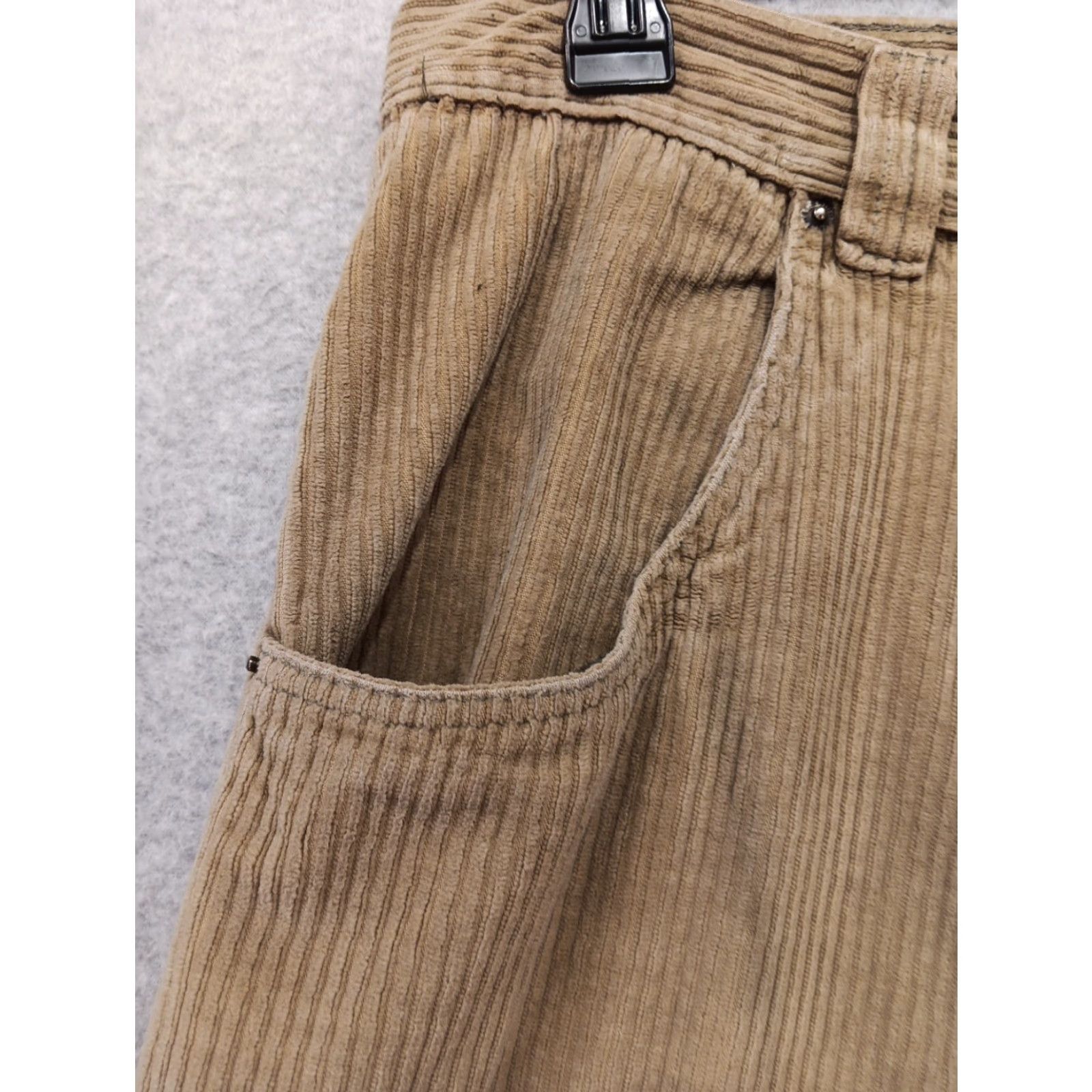 Vintage VTG On The Brink Corduroy Pants 36x32 Tan Flat Front Baggy Fit 90s Y2K Wide Leg Mens Regular Straight Size US 36 / EU 52 - 4 Thumbnail