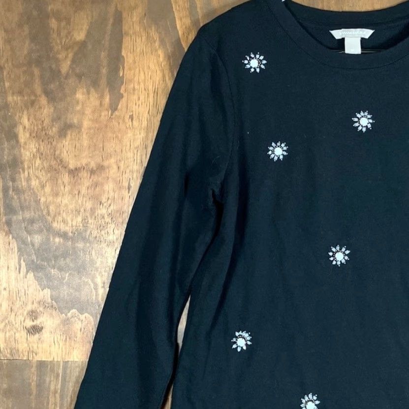Banana Republic VINTAGE Banana Republic Women Sweater Black Sophia Bead Jewelled Crew Neck Long Sleeve M Size M / US 6-8 / IT 42-44 - 4 Thumbnail