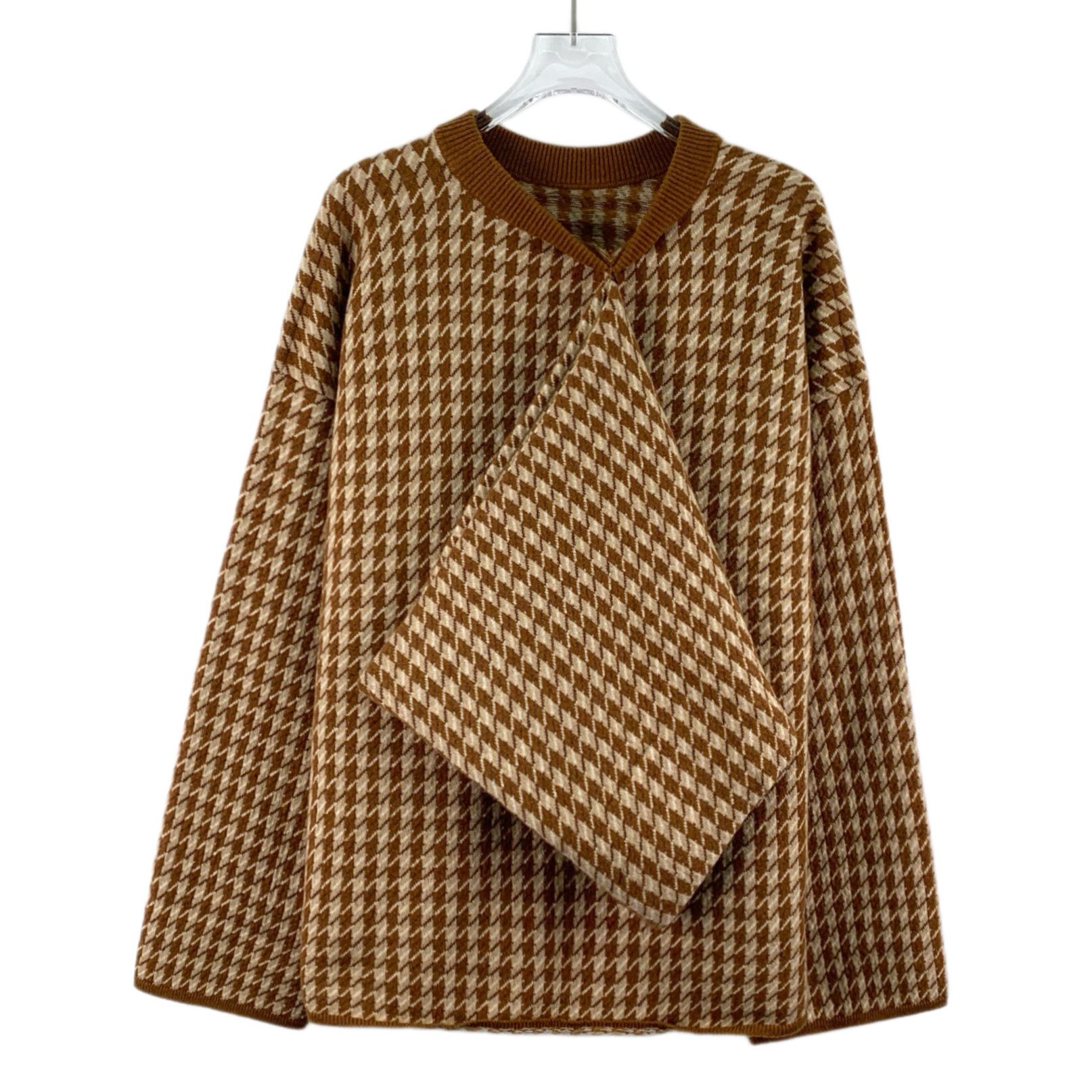 Hermes Hermes Houndstooth Cashmere Sweater Brown (34) Size XXS / US 00 / IT 34 - 2 Thumbnail