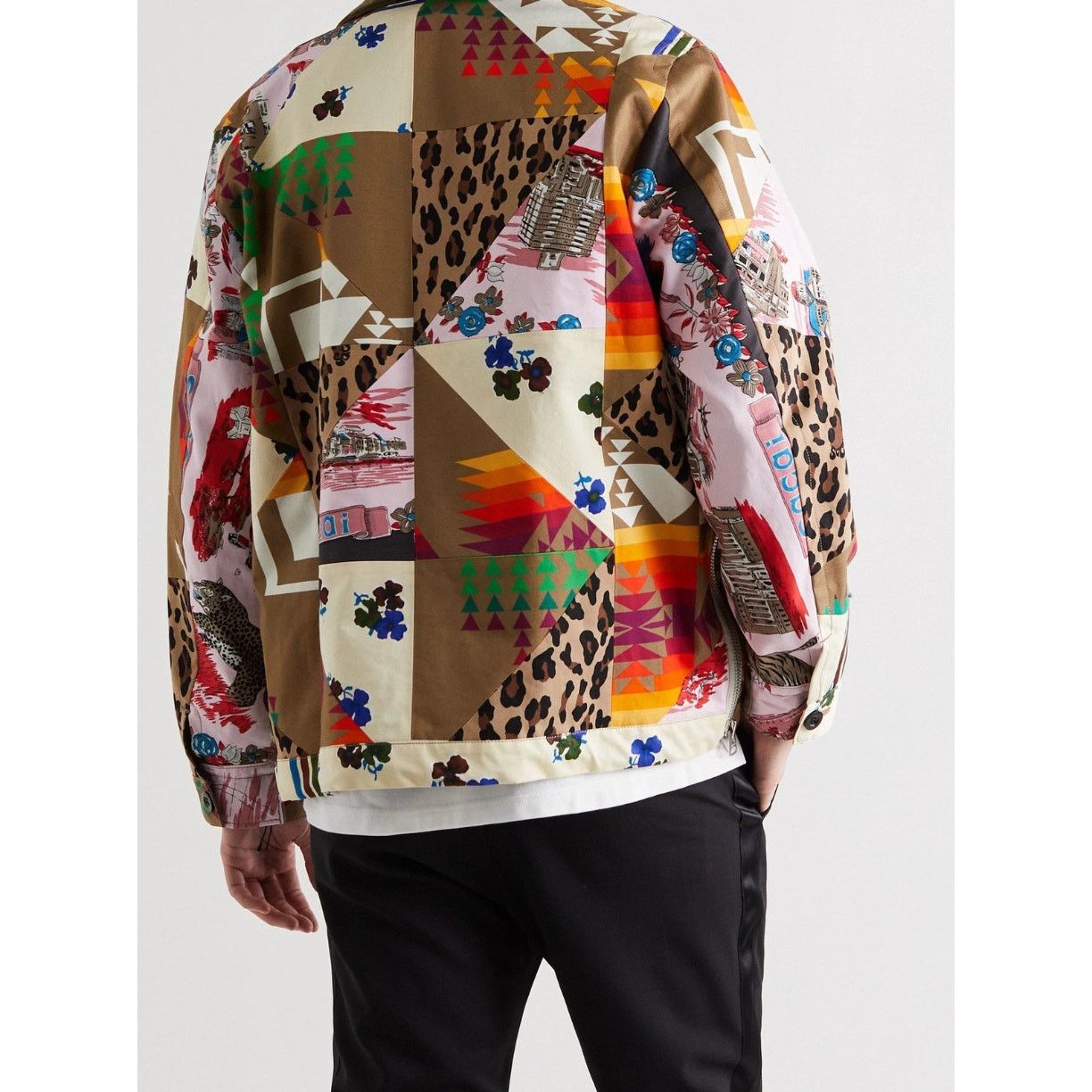 Sacai Sacai Tan Mixed Print Patchwork Velvet Collar Jacket 4 / XL Size US XL / EU 56 / 4 - 2 Thumbnail